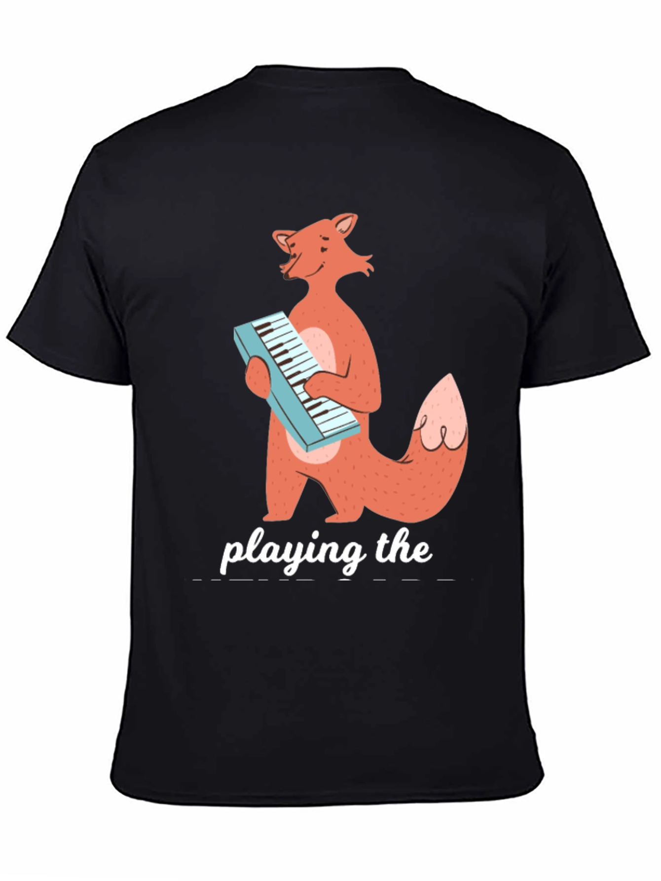 Fox Playing Keyboard Funny Graphic T-Shirt