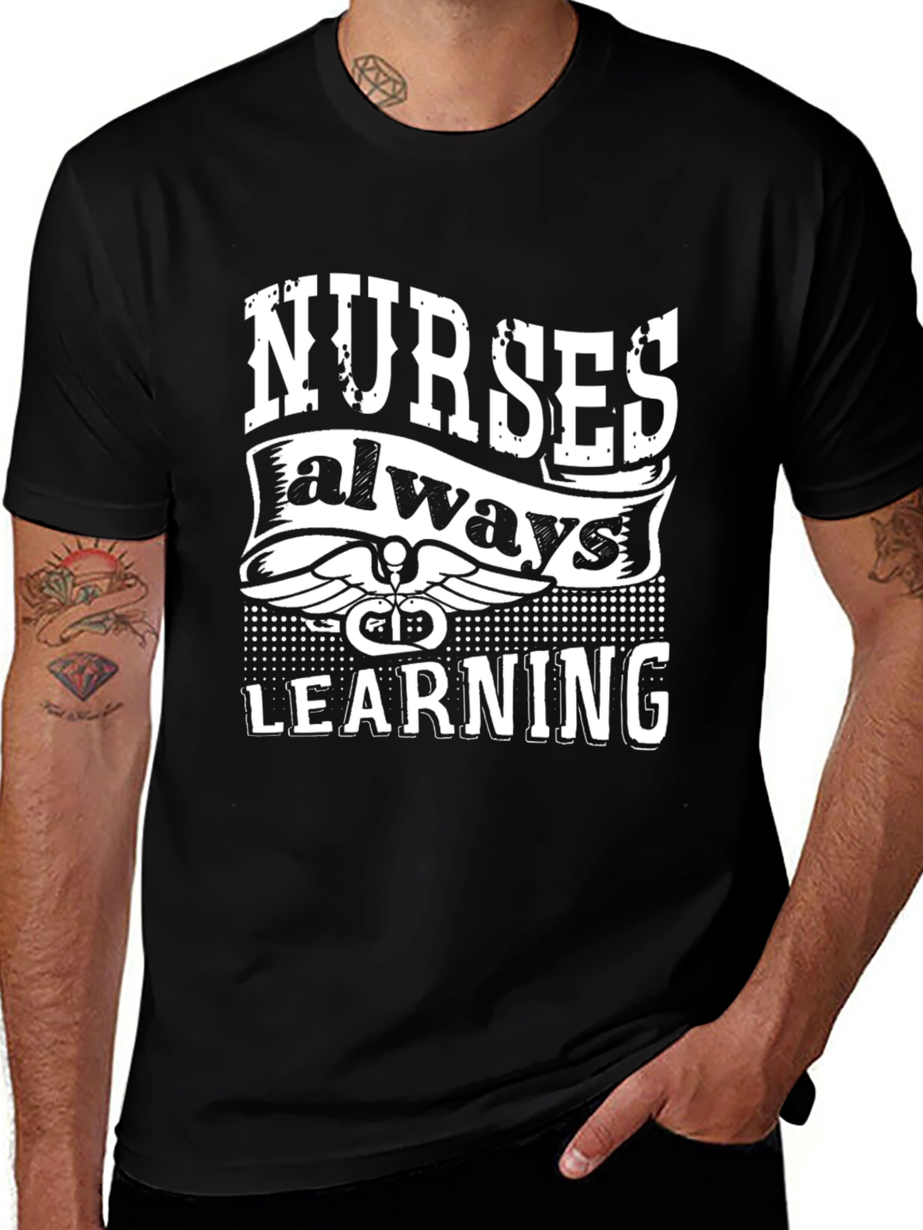 Nurses Always Learning Black T-Shirt