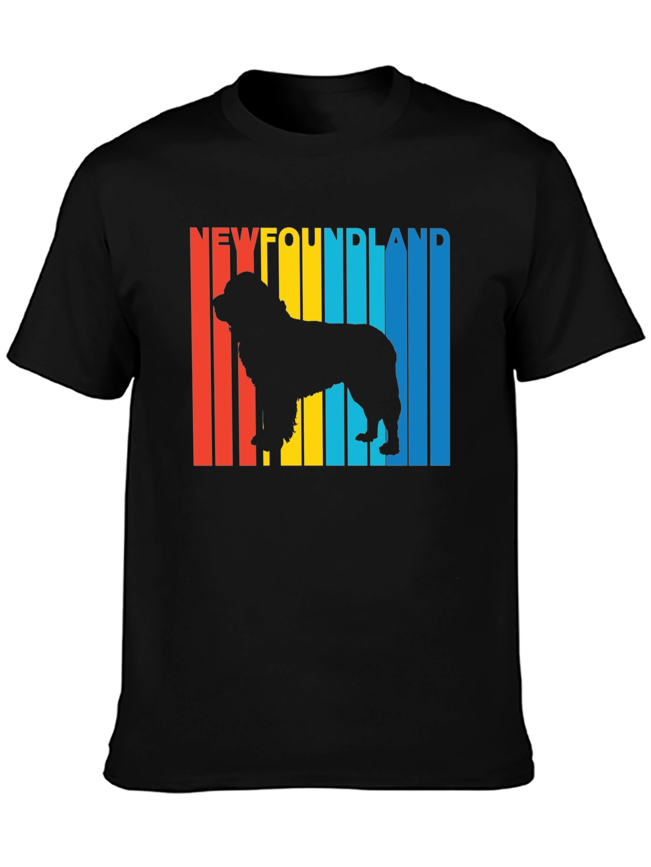 Newfoundland Dog Retro T-Shirt - Black