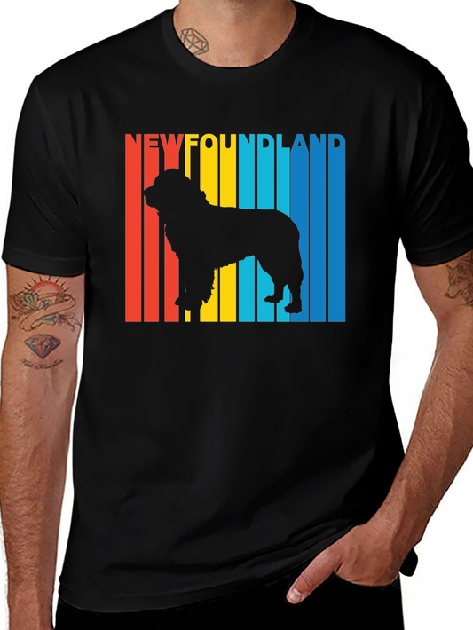 Newfoundland Dog Retro T-Shirt - Black