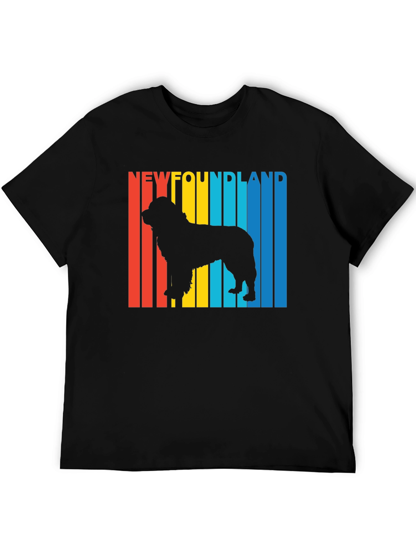 Newfoundland Dog Retro T-Shirt - Black