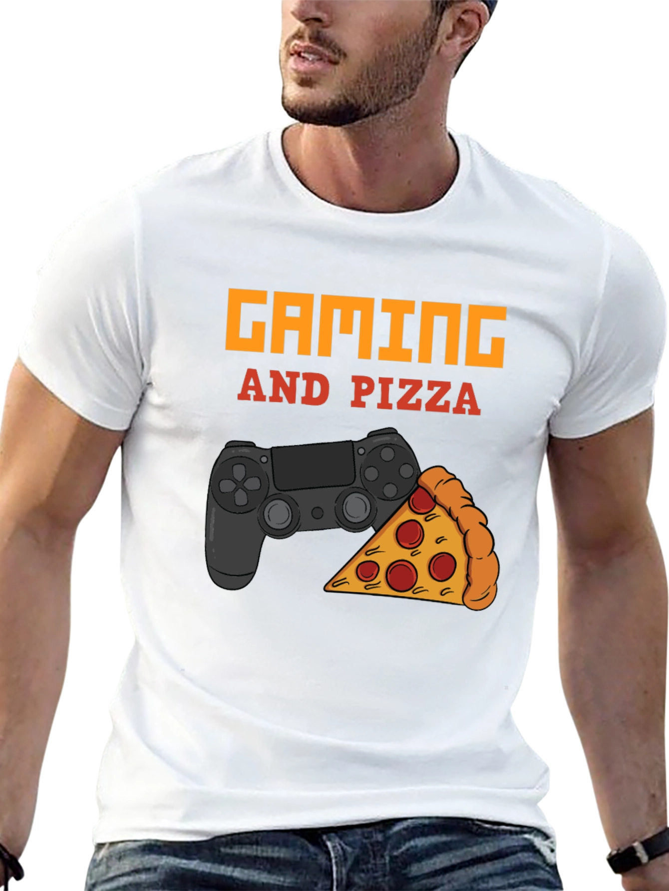 Gaming and Pizza T-Shirt - Black Casual Tee