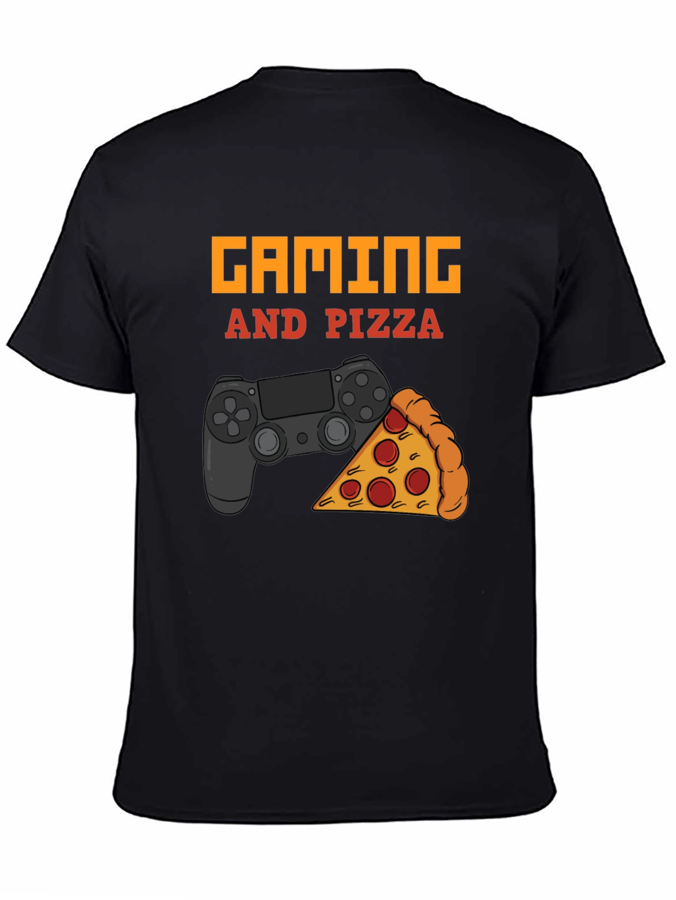 Gaming and Pizza T-Shirt - Black Casual Tee
