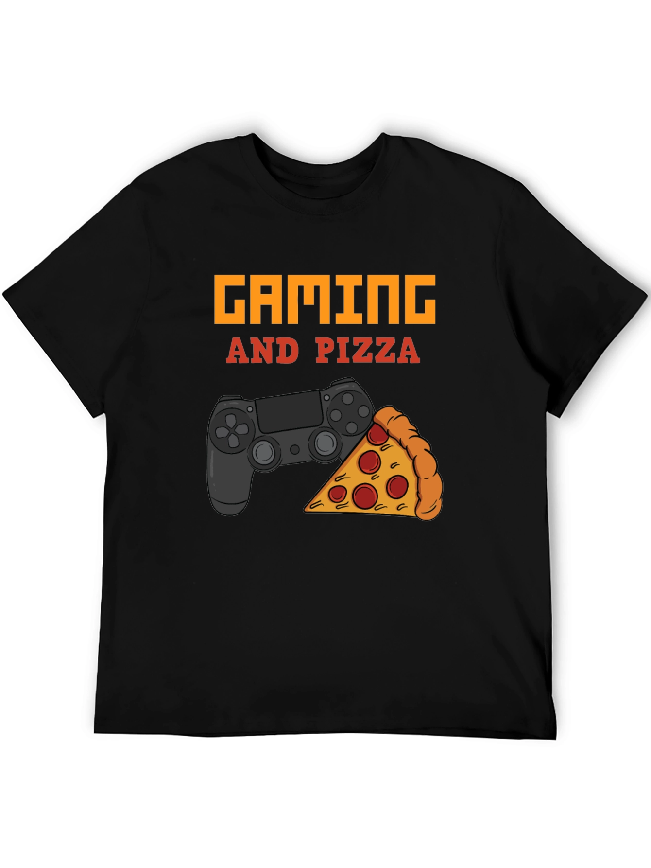Gaming and Pizza T-Shirt - Black Casual Tee