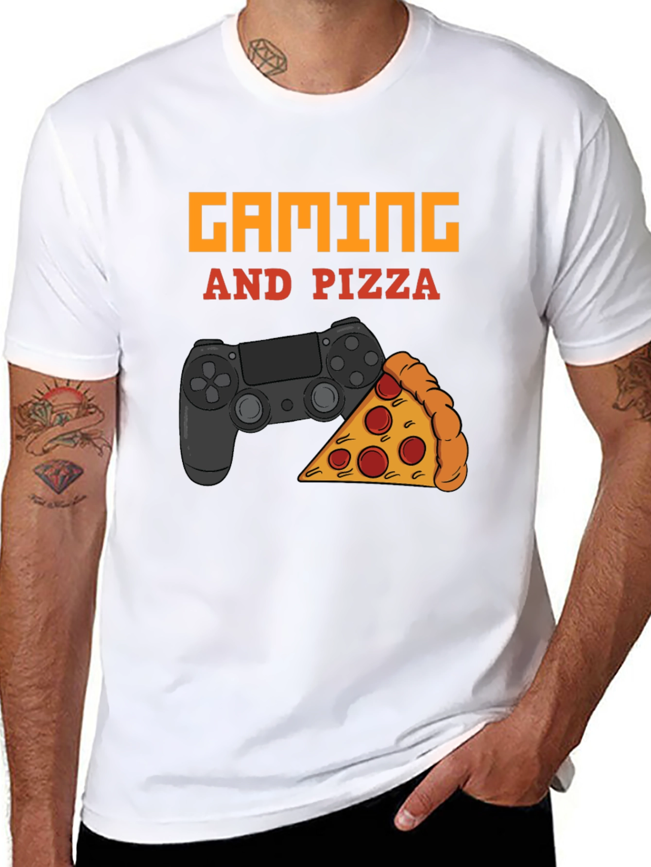 Gaming and Pizza T-Shirt - Black Casual Tee