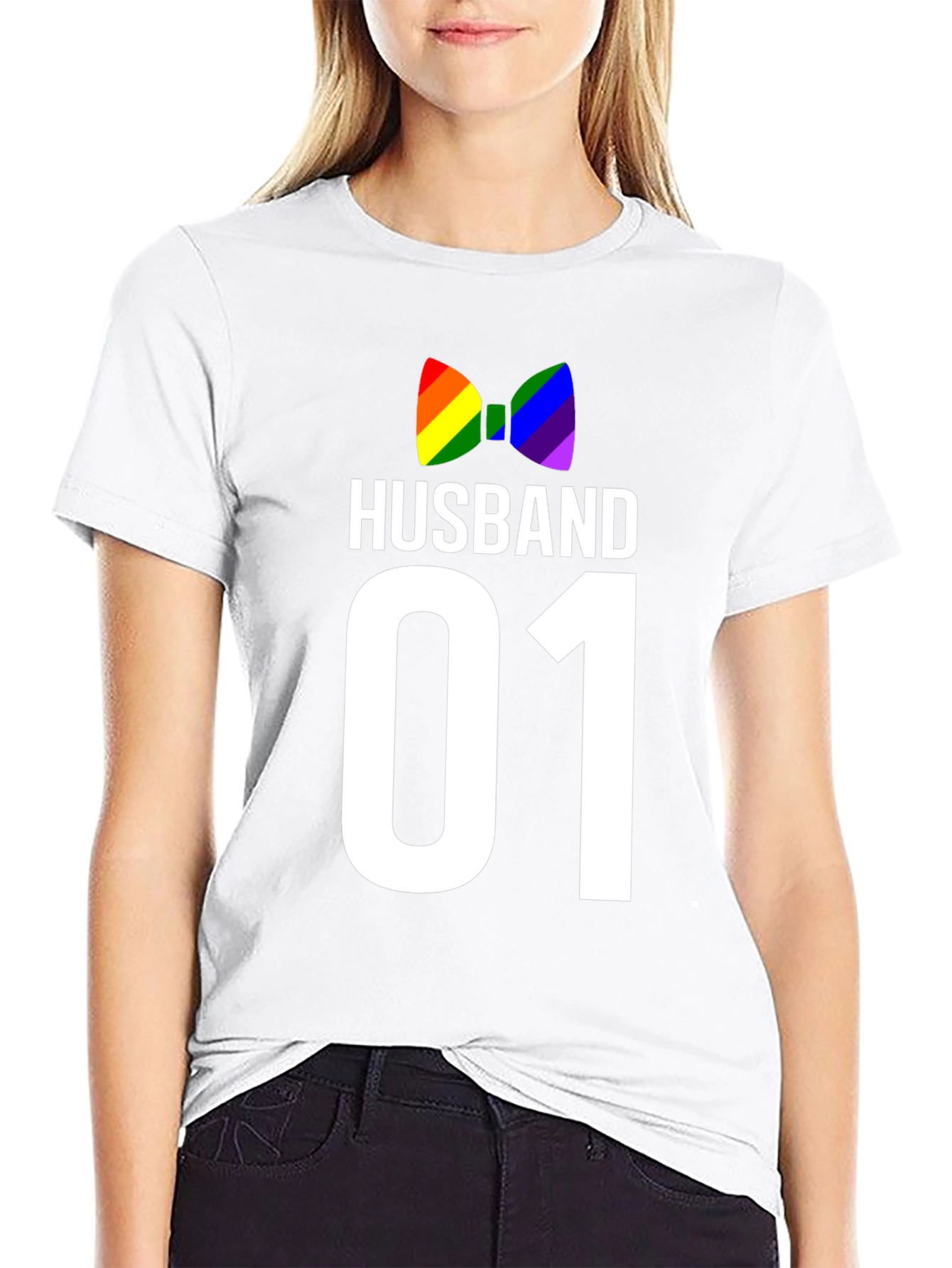 Husband 01 Gay Pride T-Shirt Rainbow Bowtie