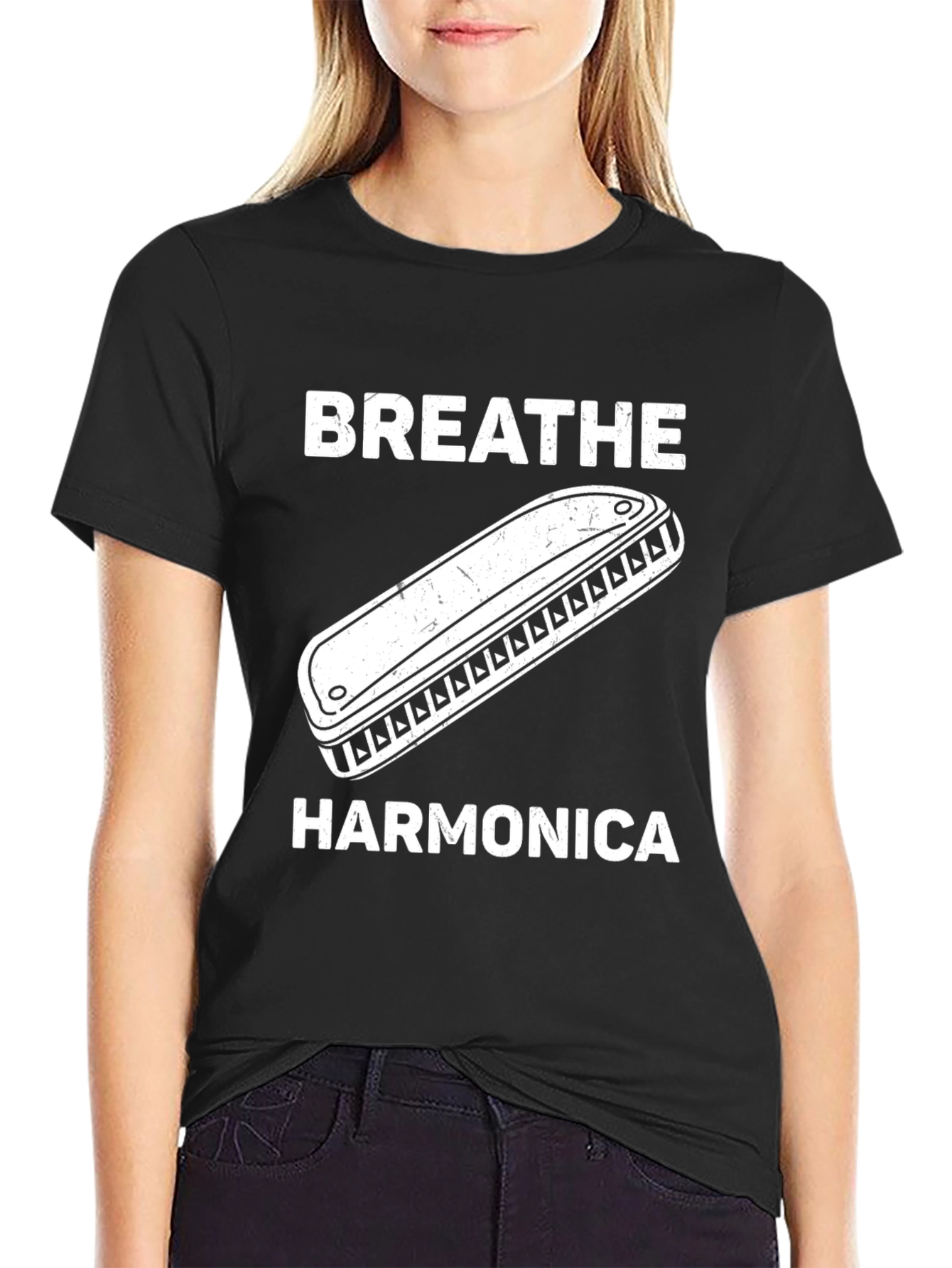 Breathe Harmonica Graphic T-Shirt Music Lover Tee