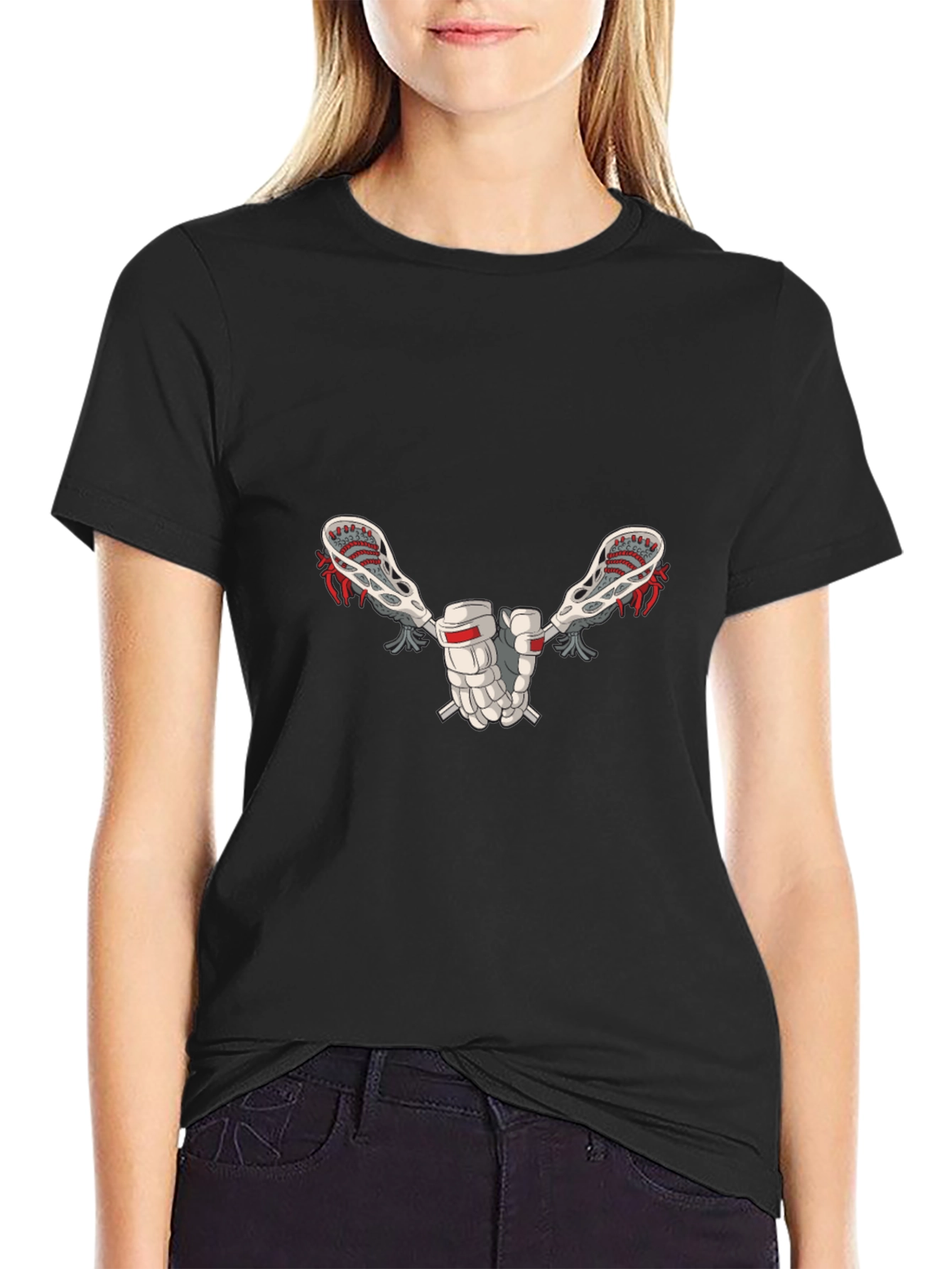 Lacrosse Sticks Graphic Tee - Black Cotton T-Shirt