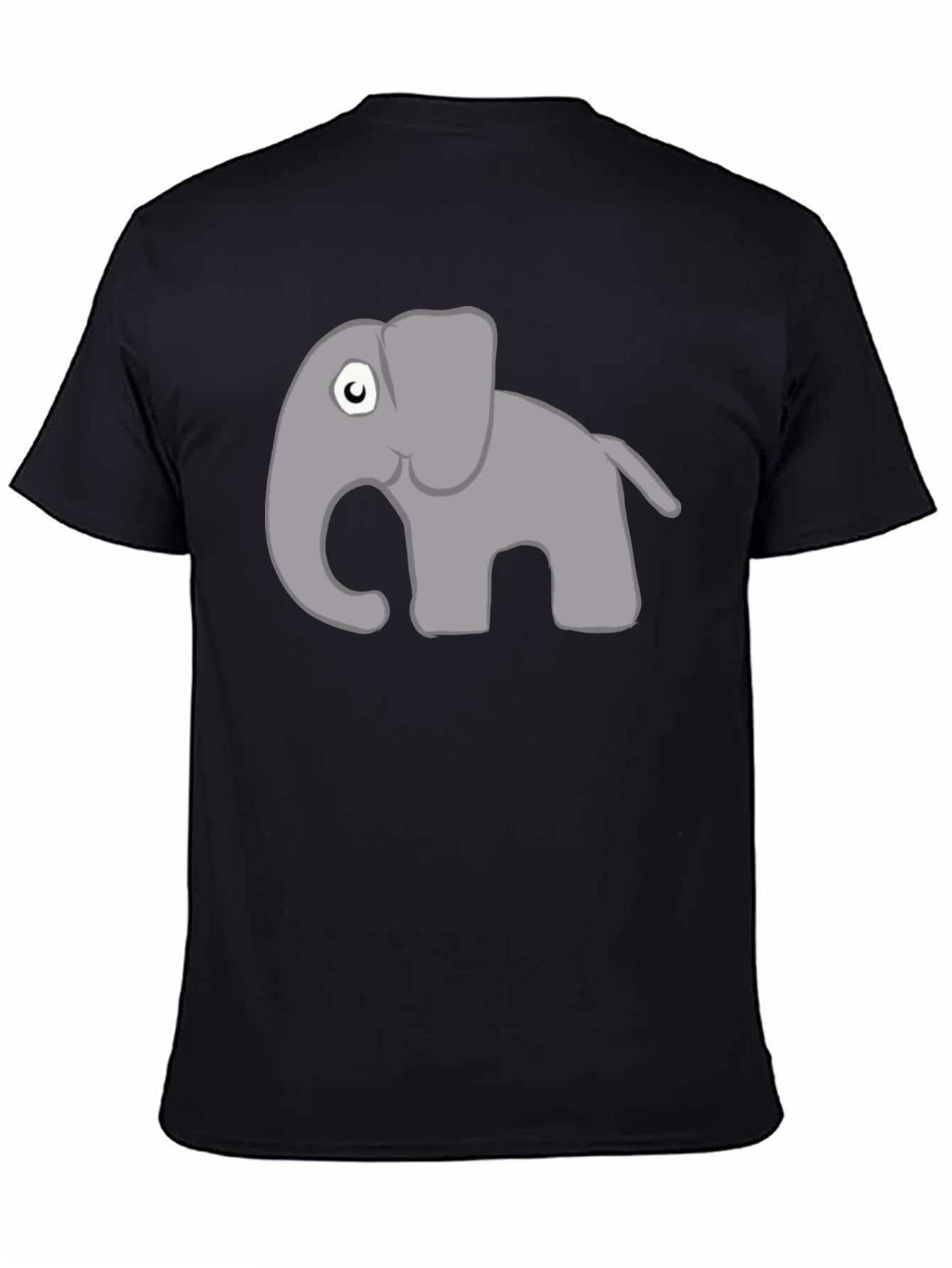 Cute Cartoon Elephant Black T-Shirt