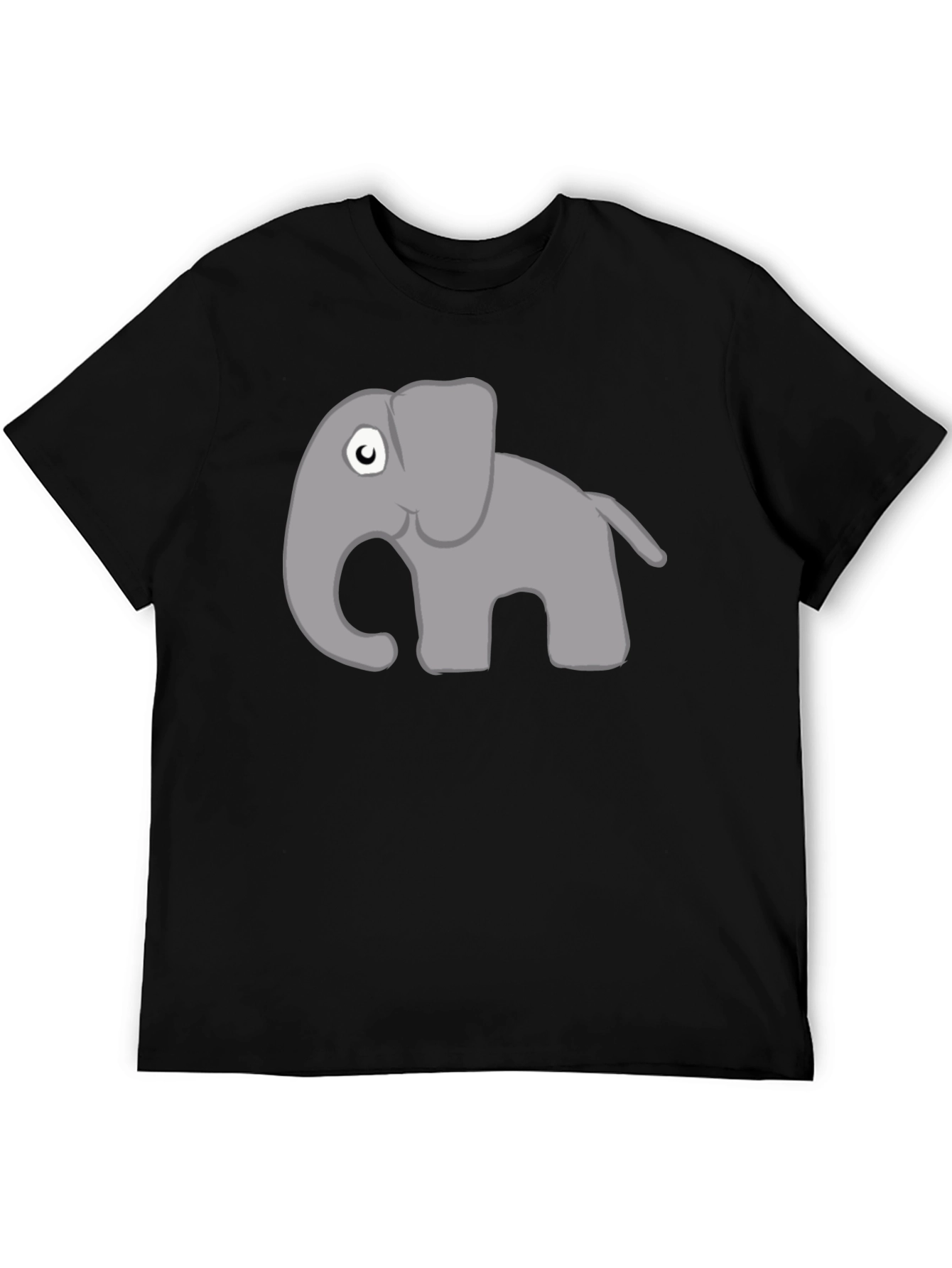 Cute Cartoon Elephant Black T-Shirt