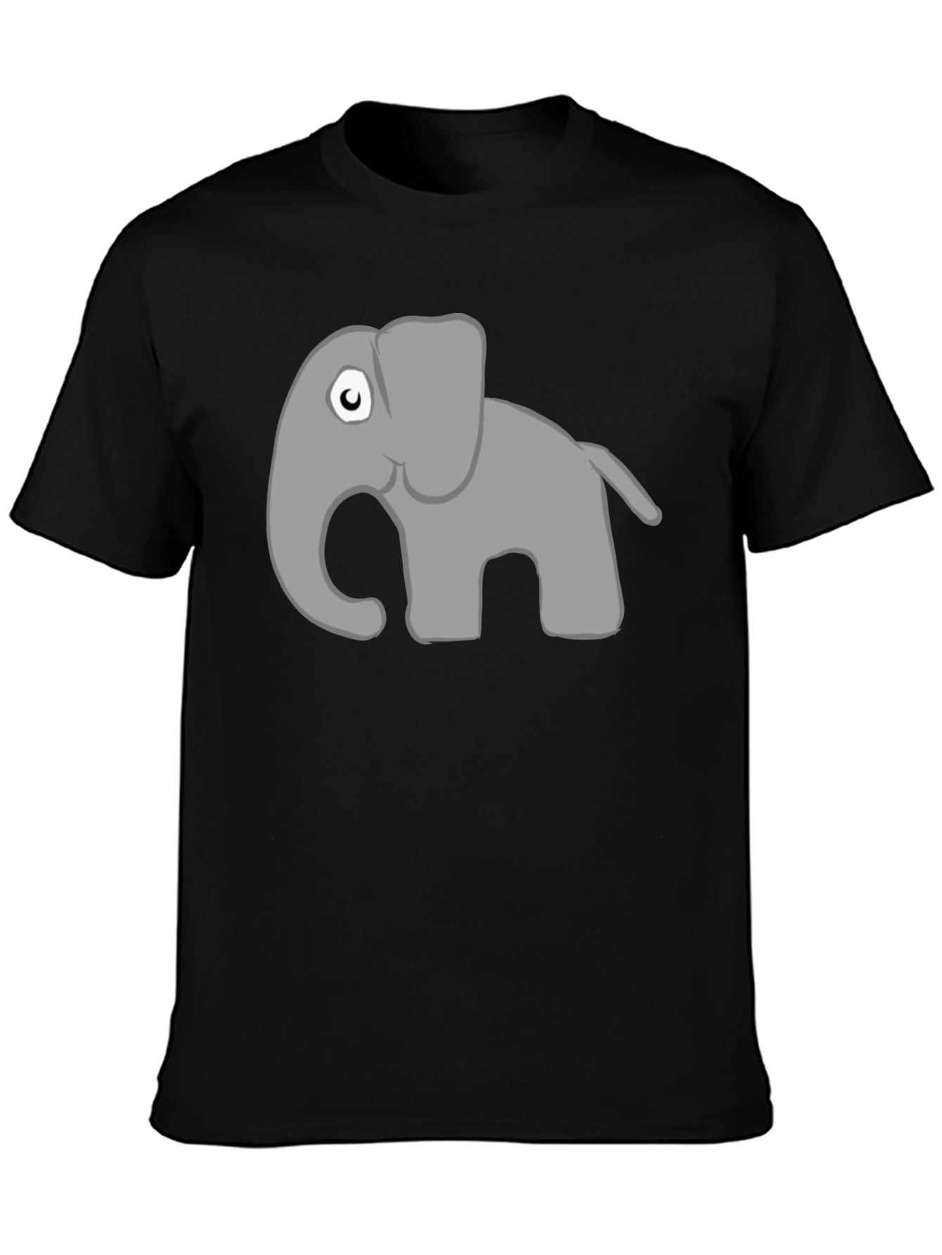 Cute Cartoon Elephant Black T-Shirt