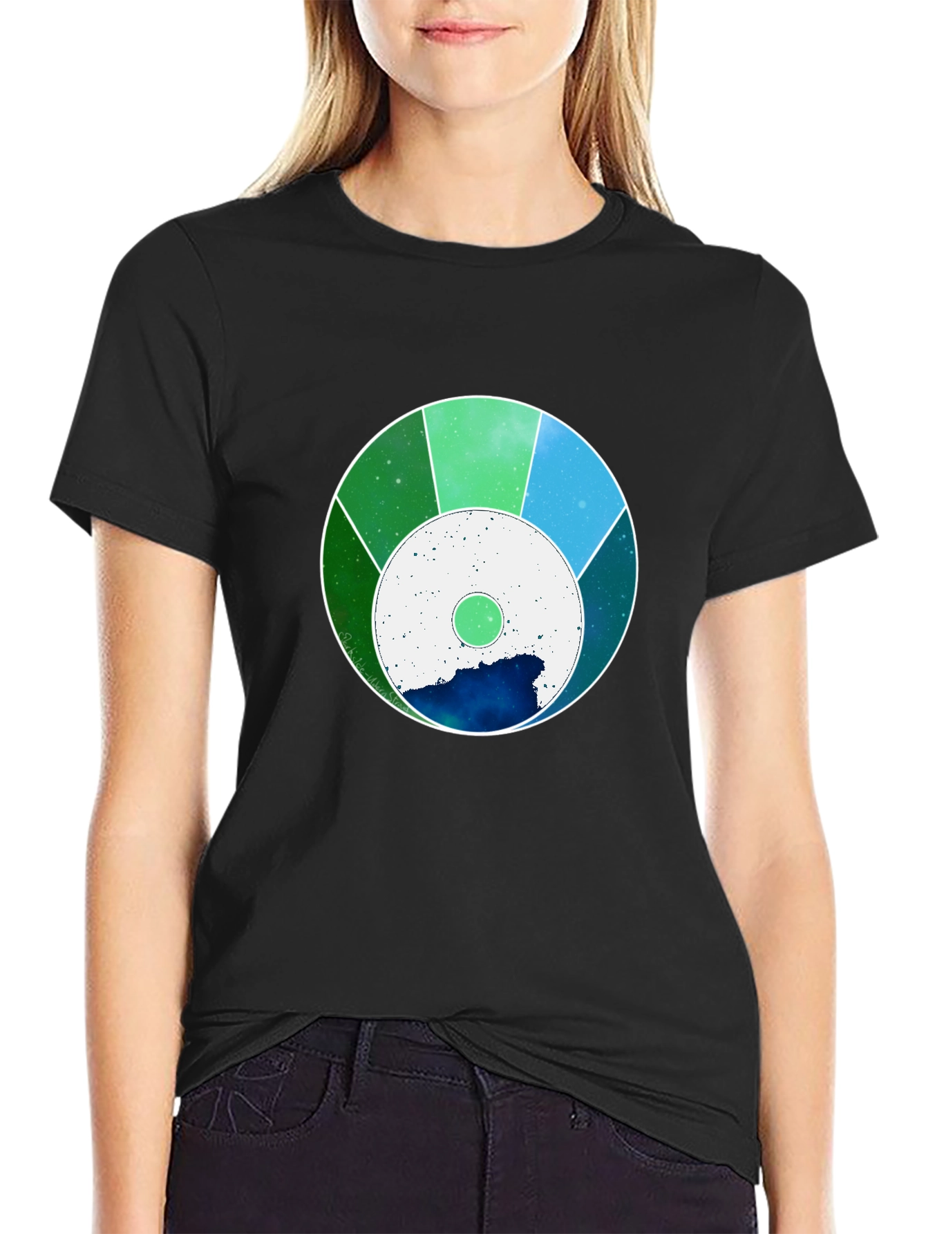 Cosmic Circle Graphic Tee - Black