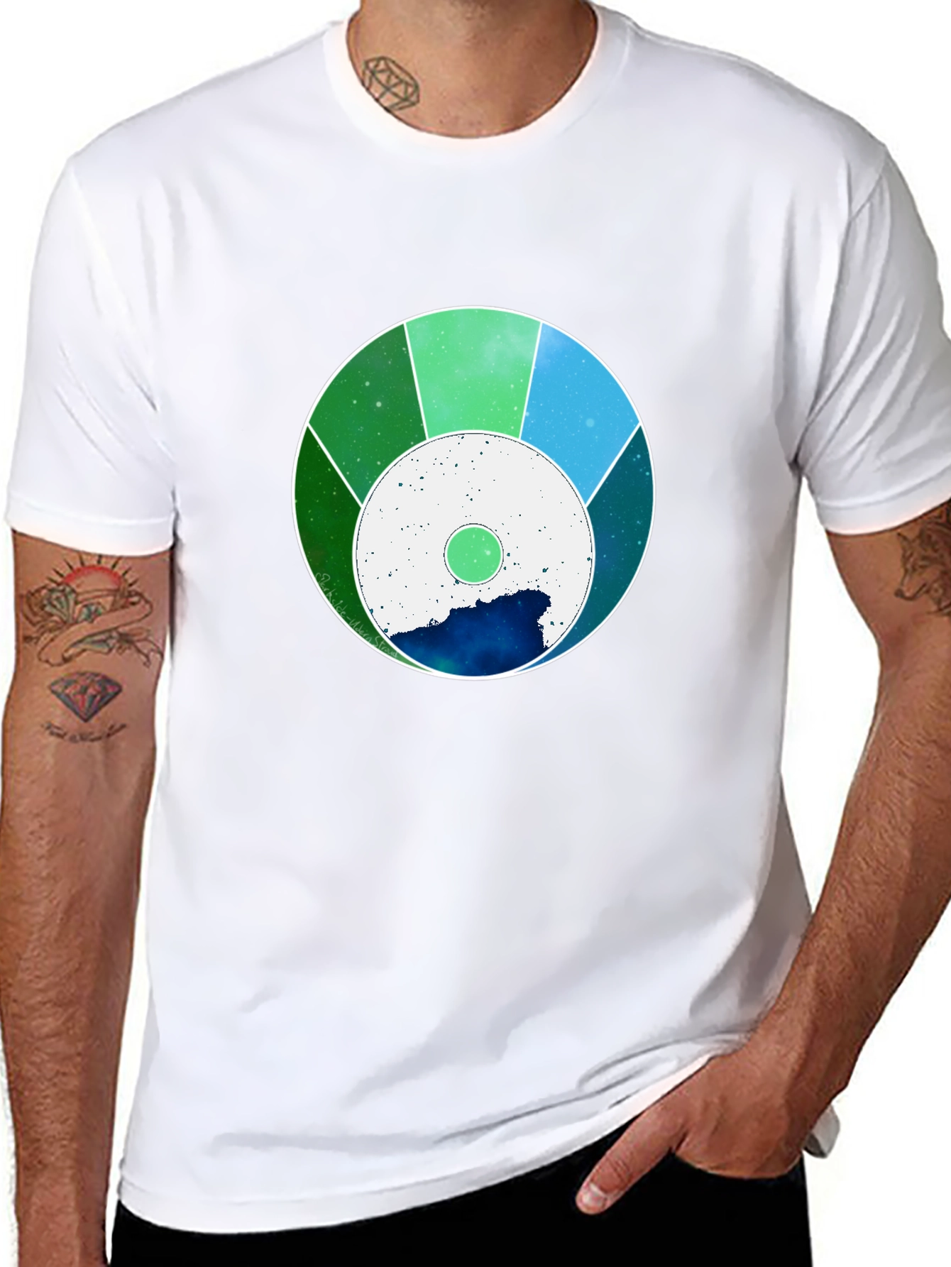 Cosmic Circle Graphic Tee - Black