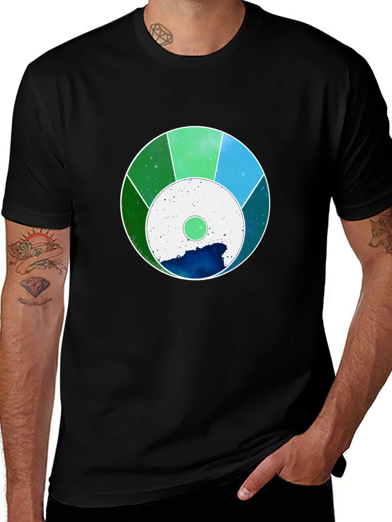Cosmic Circle Graphic Tee - Black
