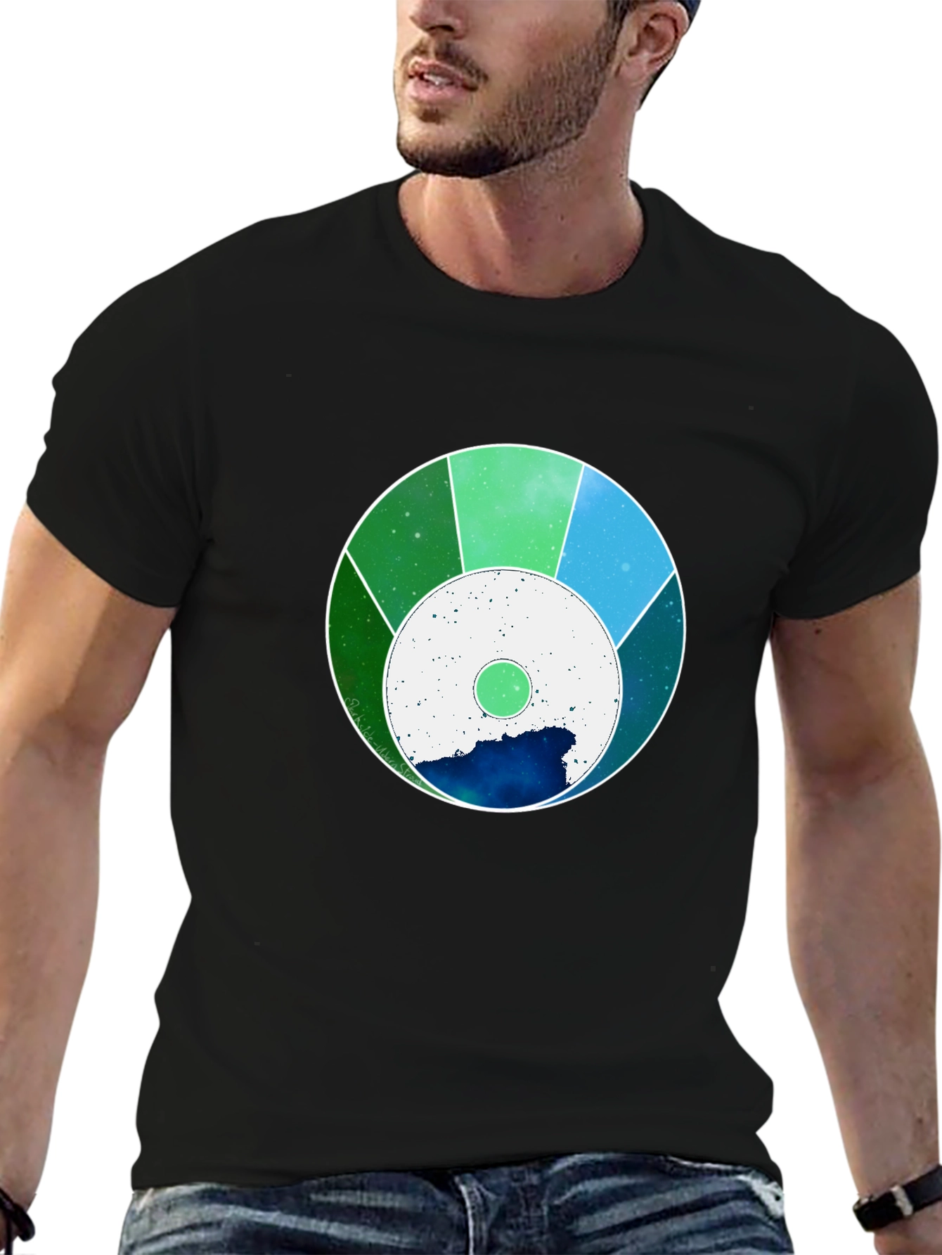 Cosmic Circle Graphic Tee - Black