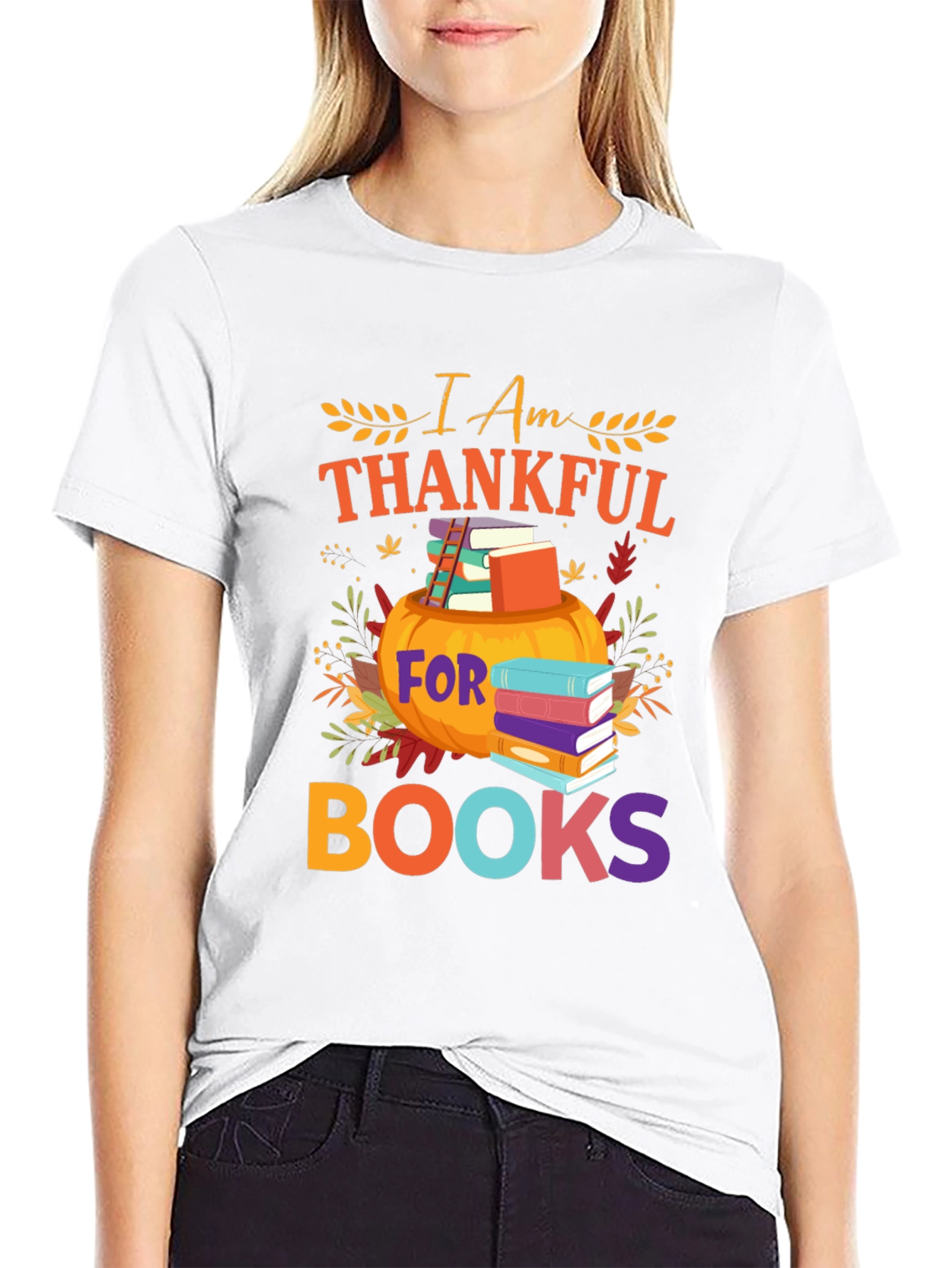 Thanksgiving Books T-Shirt Pumpkin Book Lover