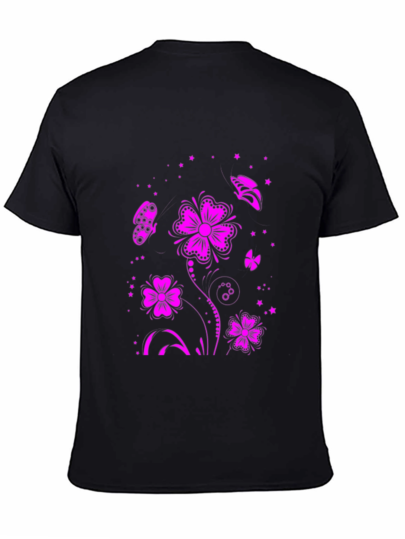 Floral Butterfly Graphic Tee - Black