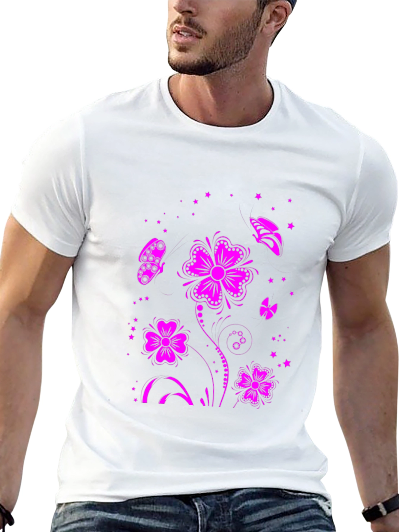 Floral Butterfly Graphic Tee - Black