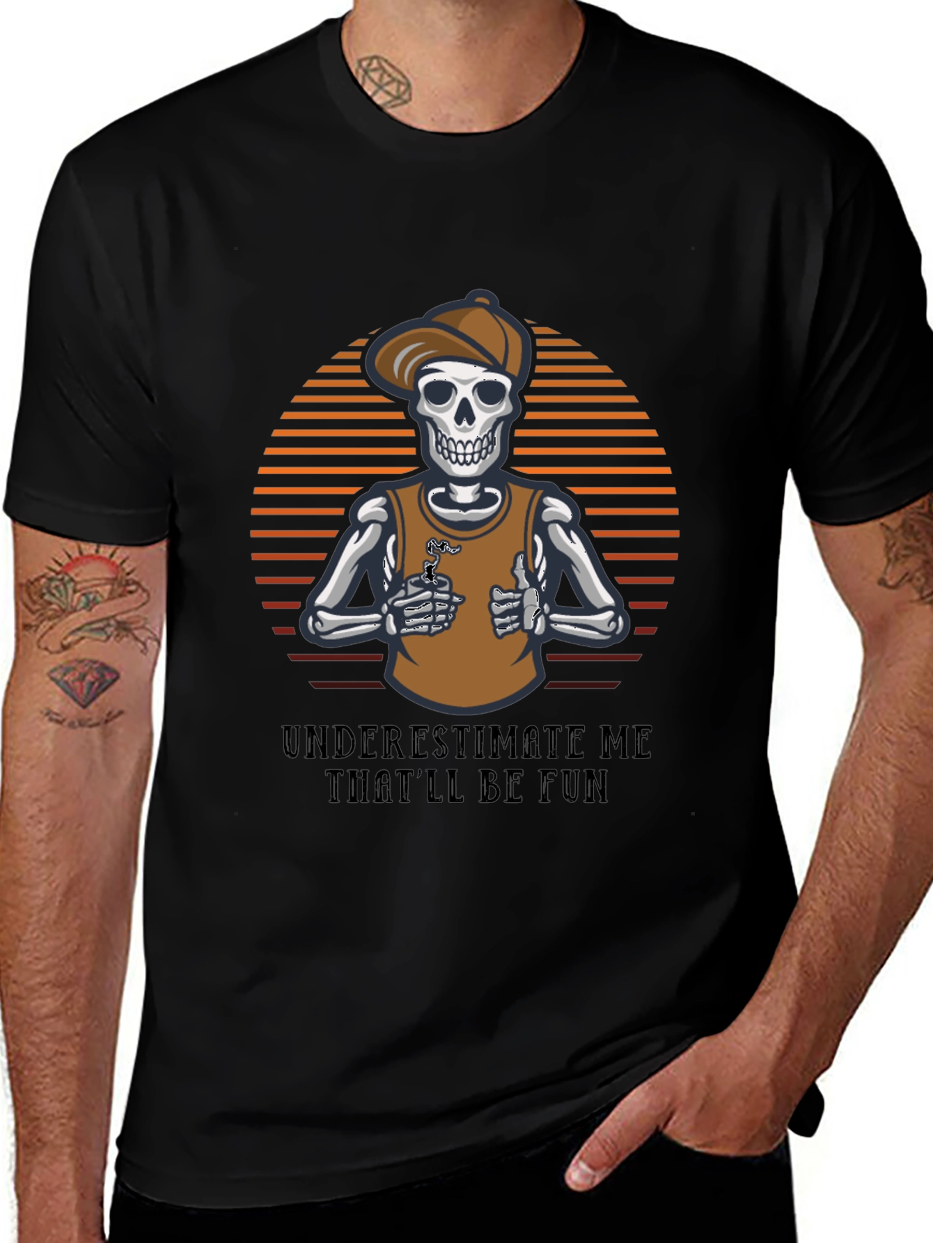Underestimate Me Funny Skeleton Graphic T-Shirt