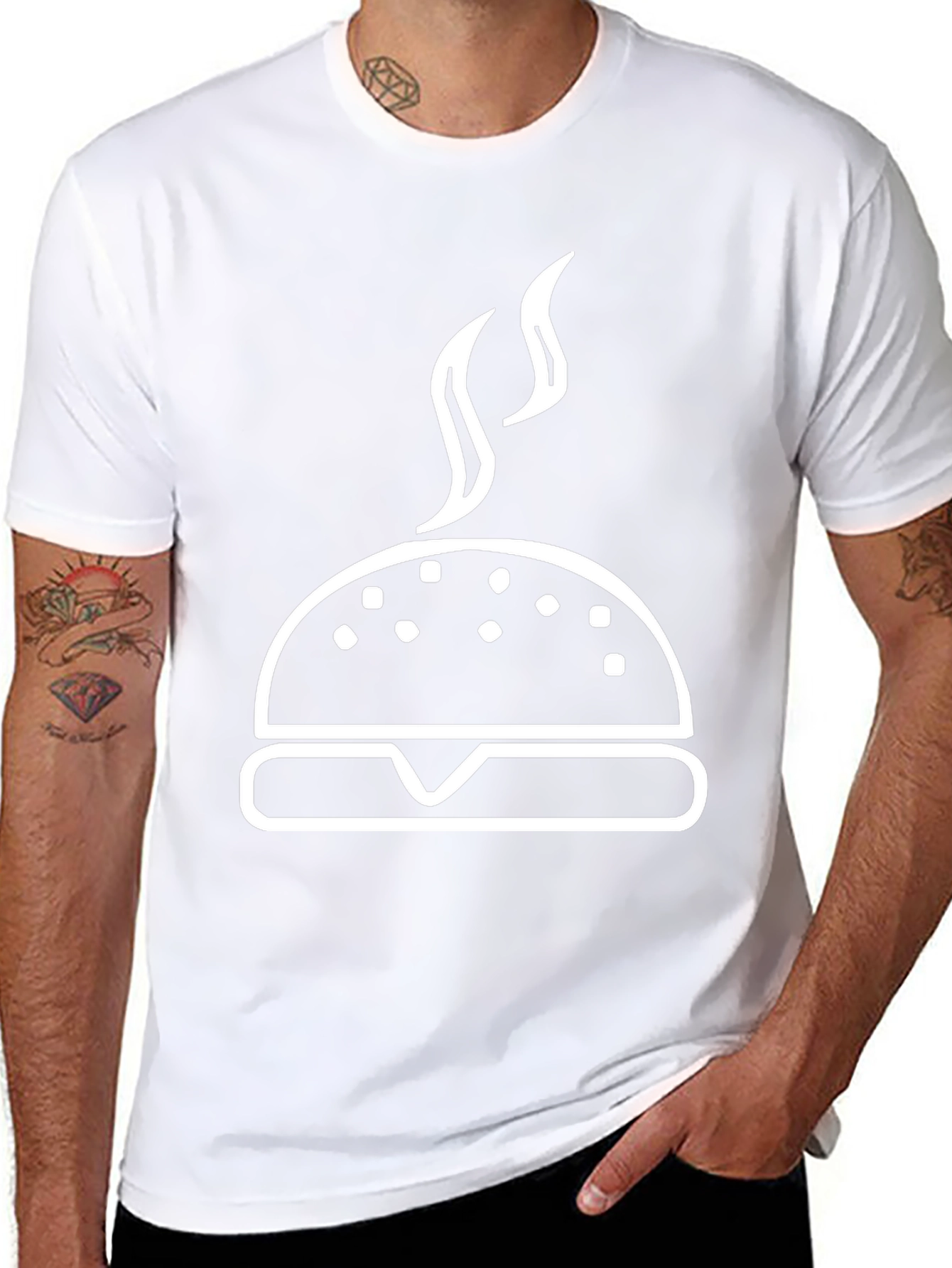 Burger Graphic Tee - Black Cotton T-Shirt