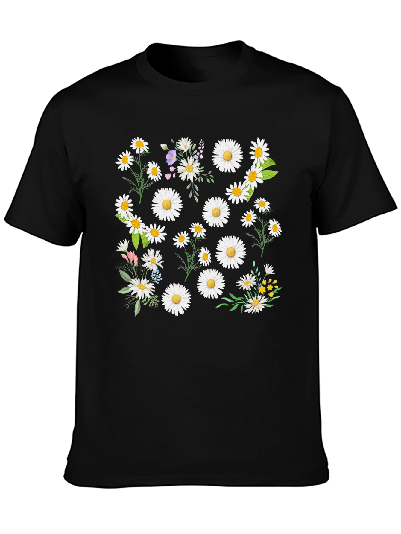 Daisy Print Black Tee