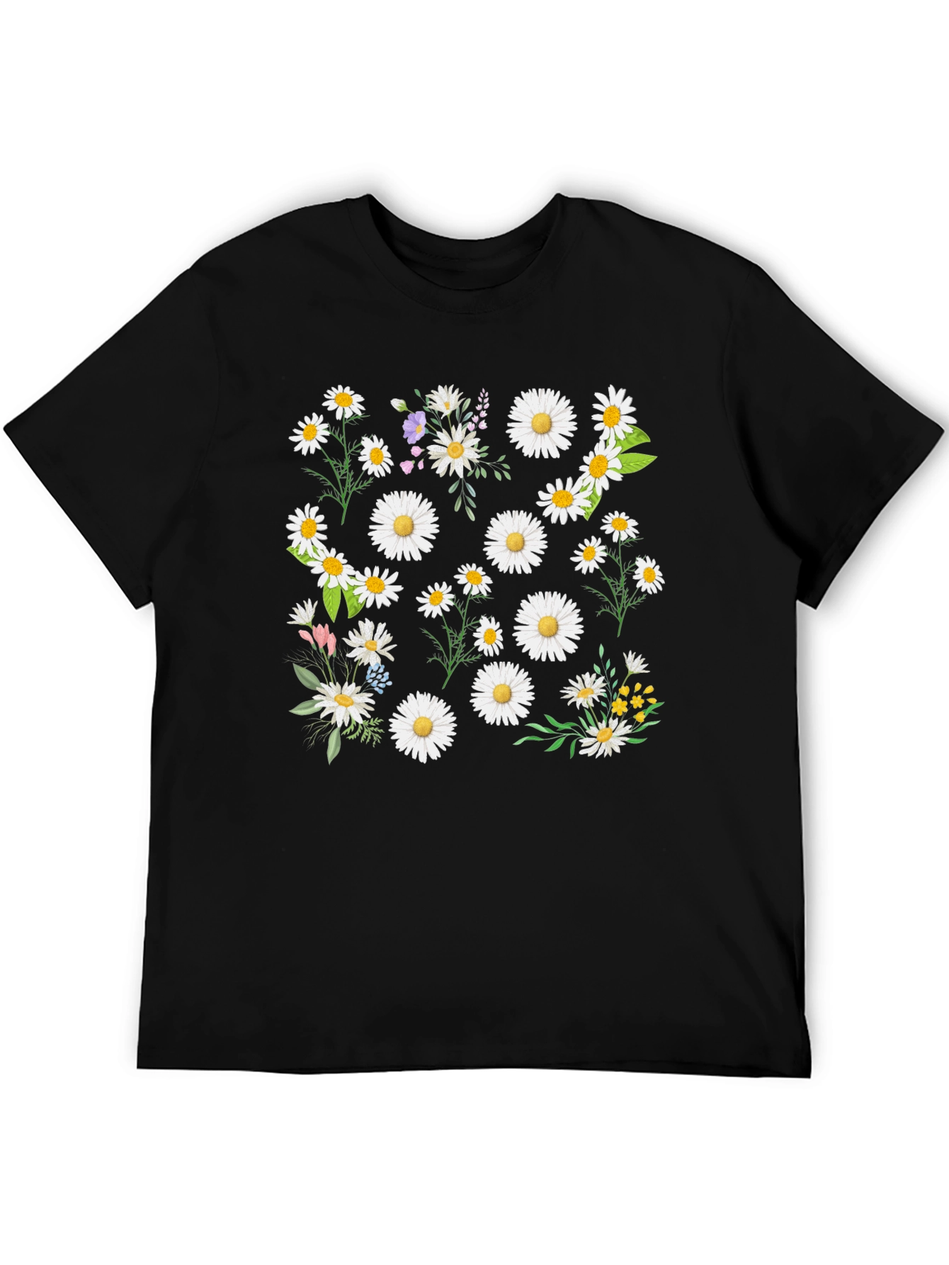 Daisy Print Black Tee