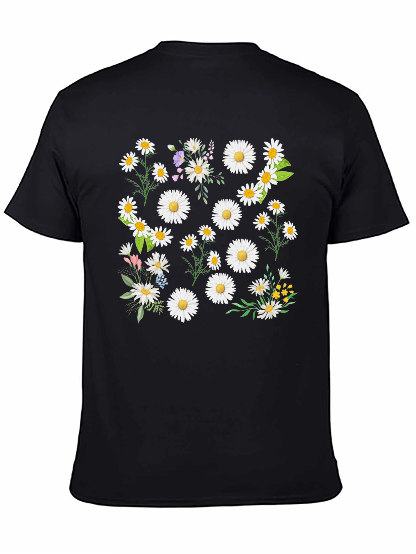 Daisy Print Black Tee