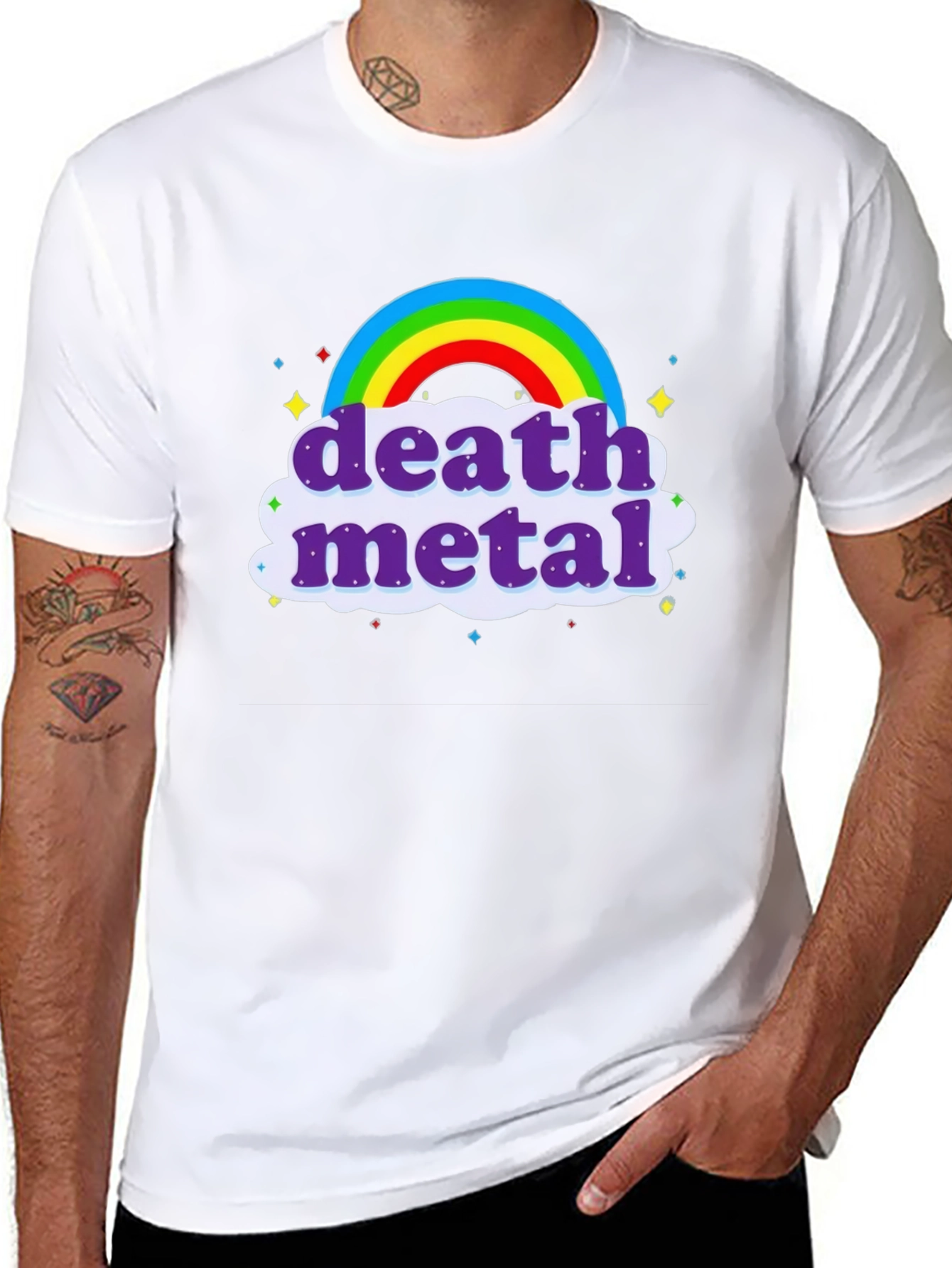 Death Metal Rainbow T-Shirt - Black Crew Neck