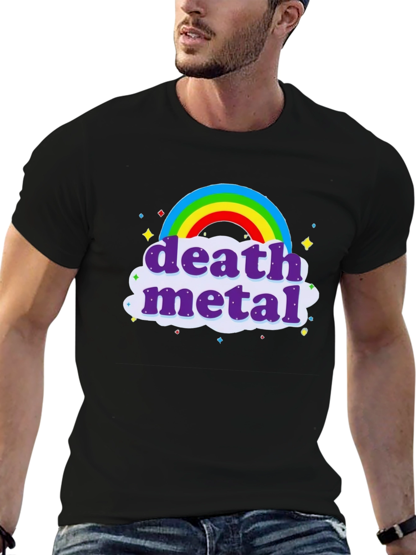 Death Metal Rainbow T-Shirt - Black Crew Neck