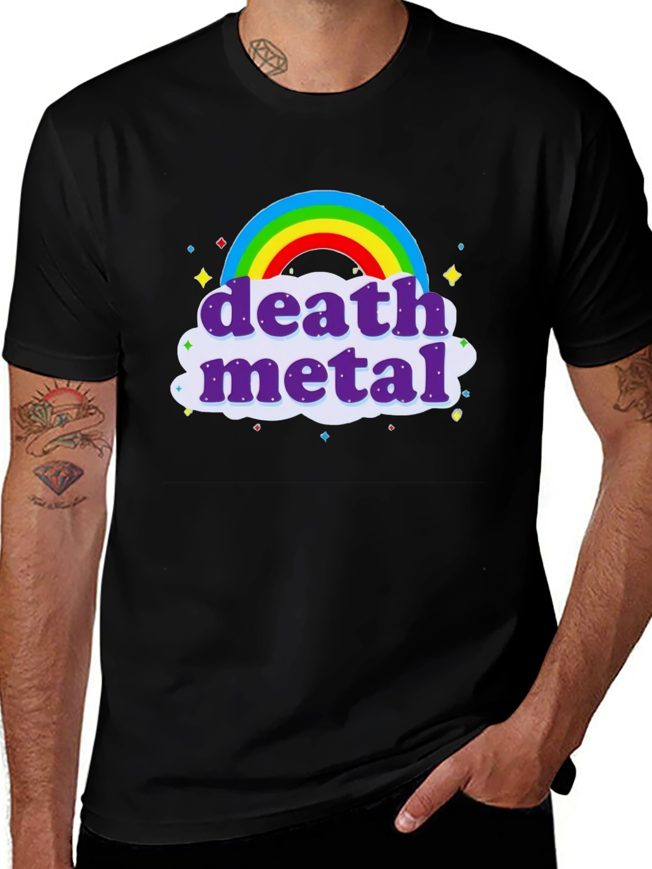 Death Metal Rainbow T-Shirt - Black Crew Neck