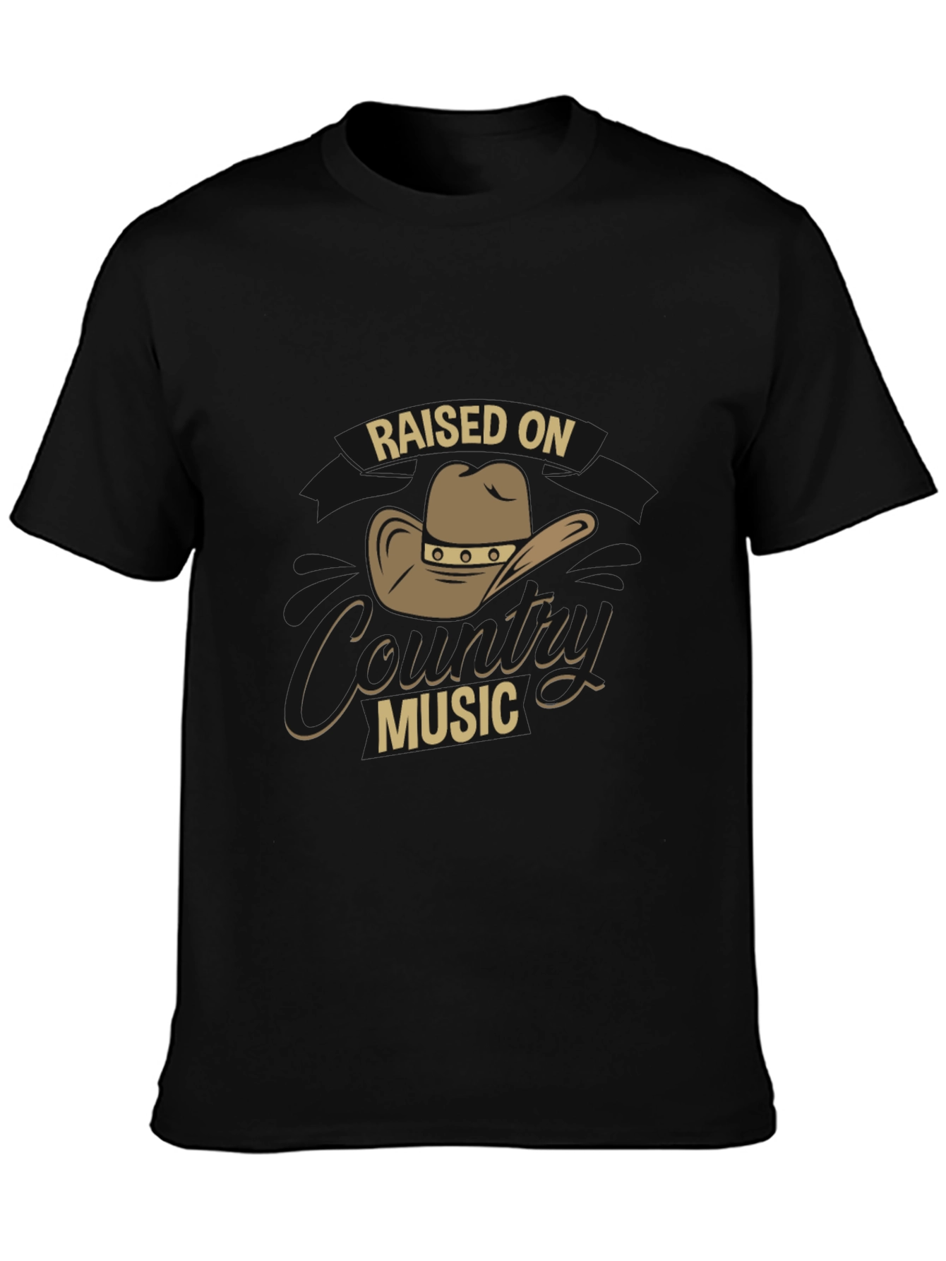 Raised on Country Music Black T-Shirt