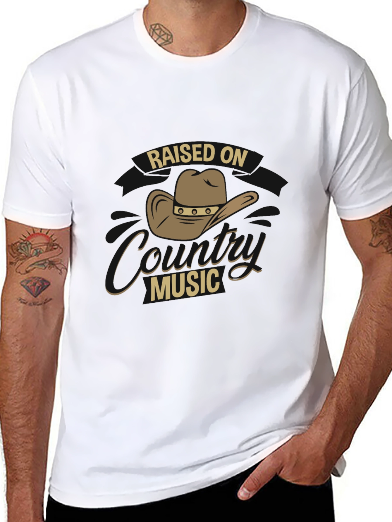 Raised on Country Music Black T-Shirt