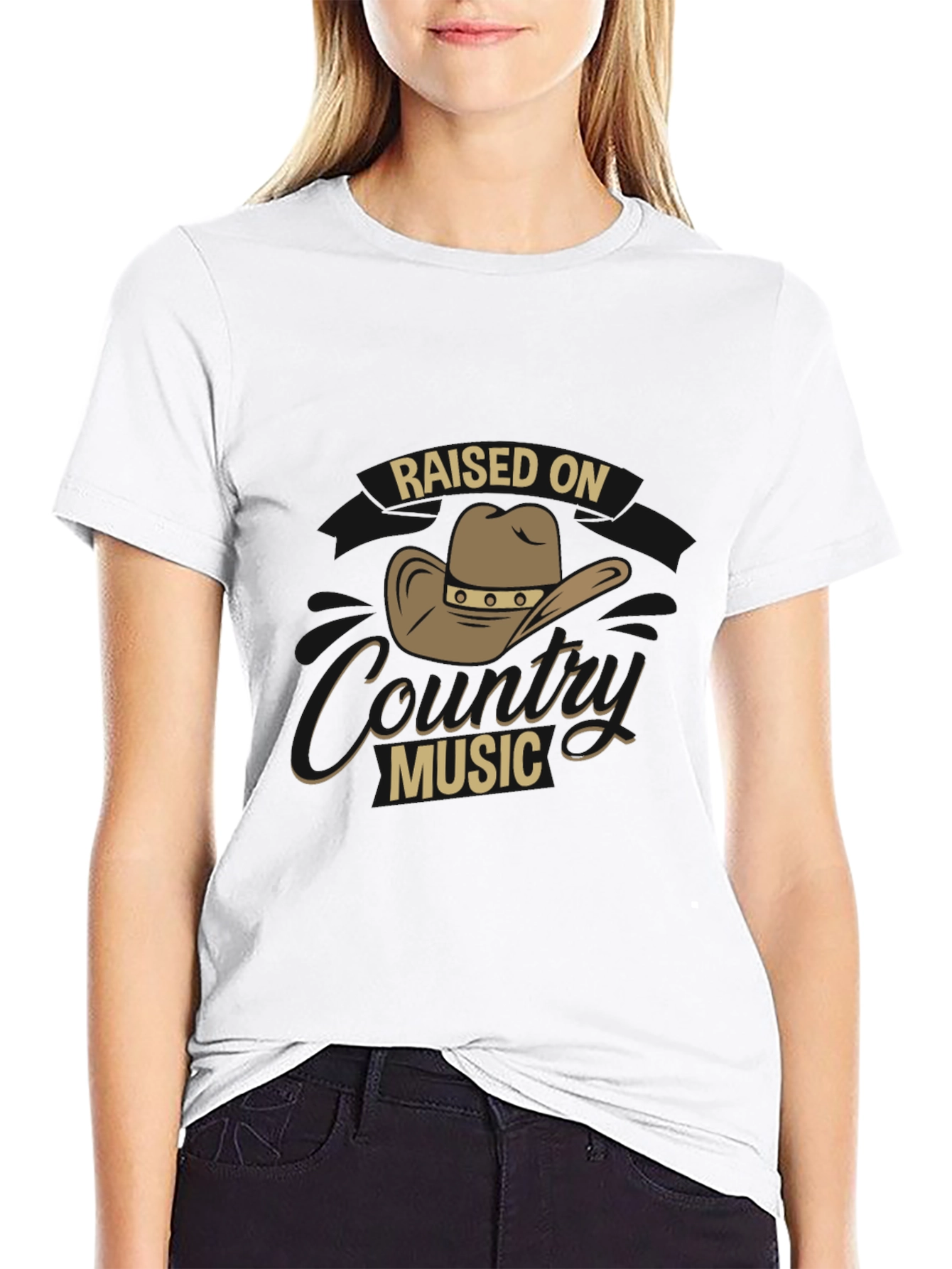 Raised on Country Music Black T-Shirt