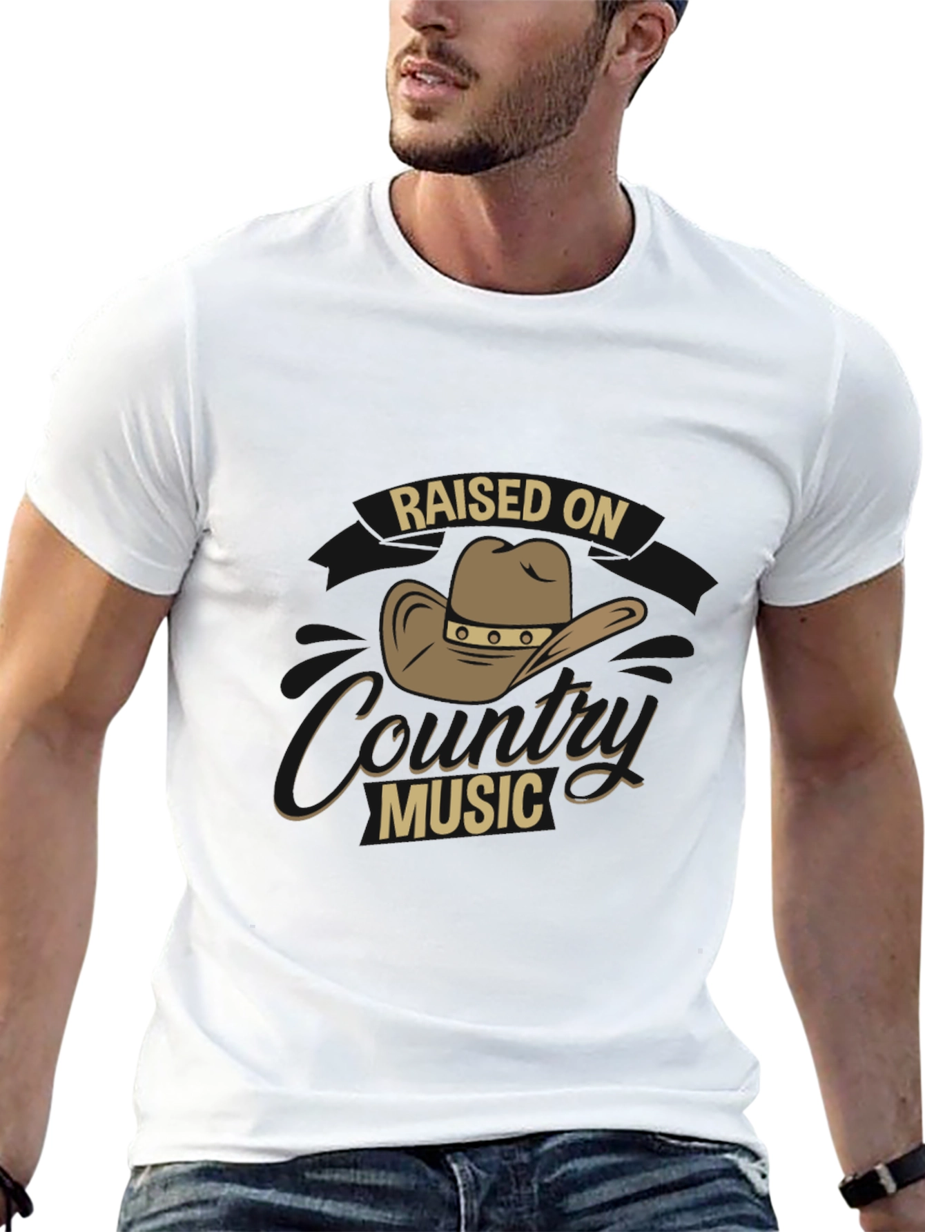 Raised on Country Music Black T-Shirt