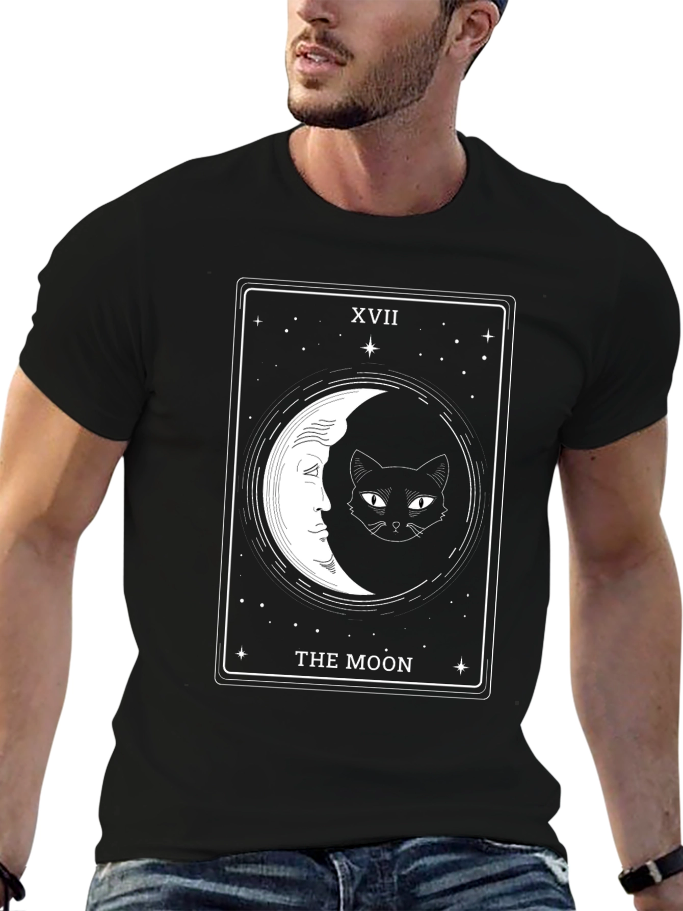 The Moon Tarot Card Cat Graphic Tee