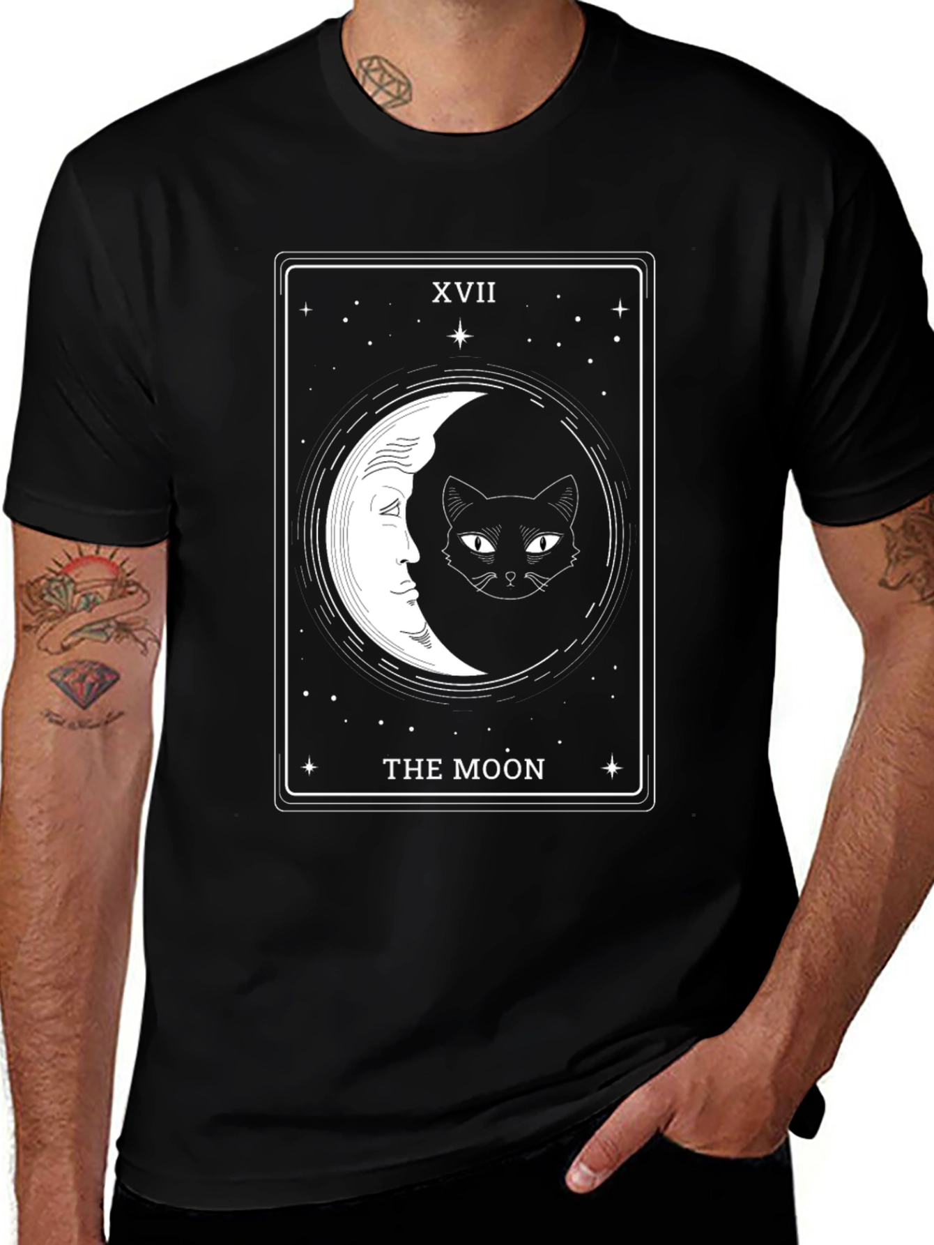 The Moon Tarot Card Cat Graphic Tee
