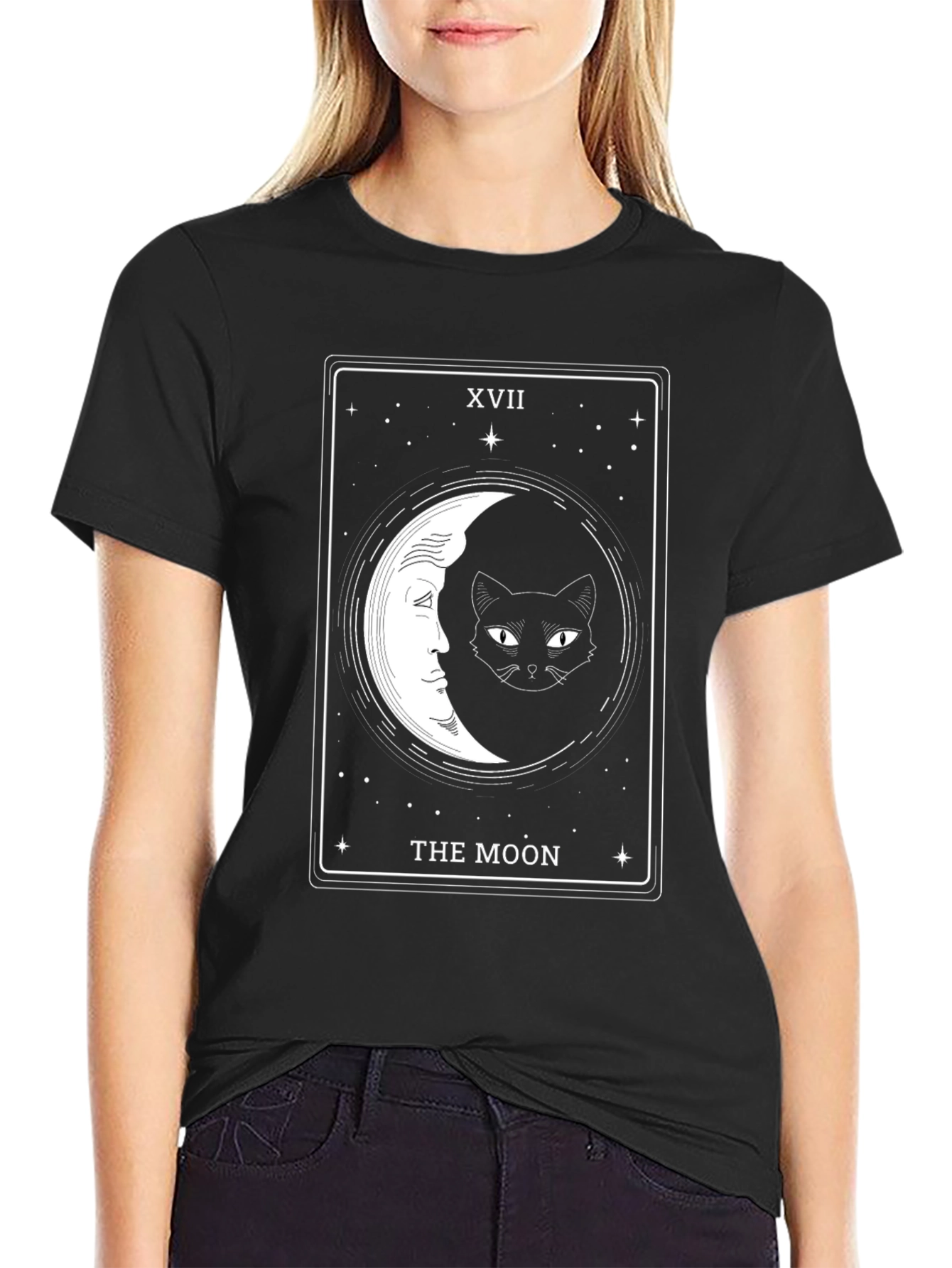 The Moon Tarot Card Cat Graphic Tee