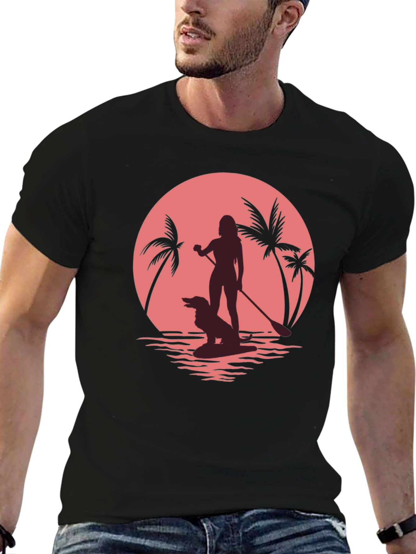 Paddle Board Dog T-Shirt - Summer Beach Vibes