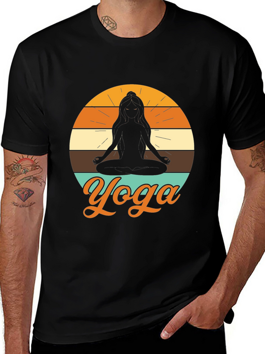 Yoga Silhouette Graphic Tee - Black Relaxed Fit