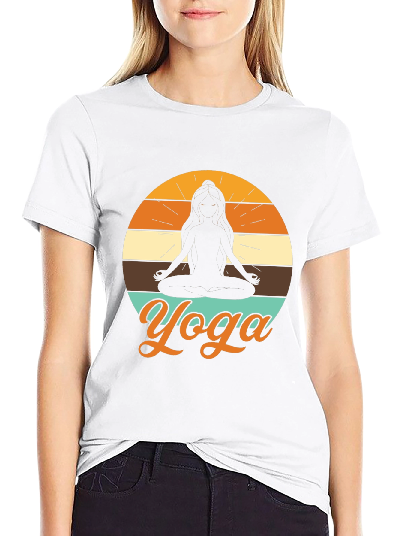Yoga Silhouette Graphic Tee - Black Relaxed Fit
