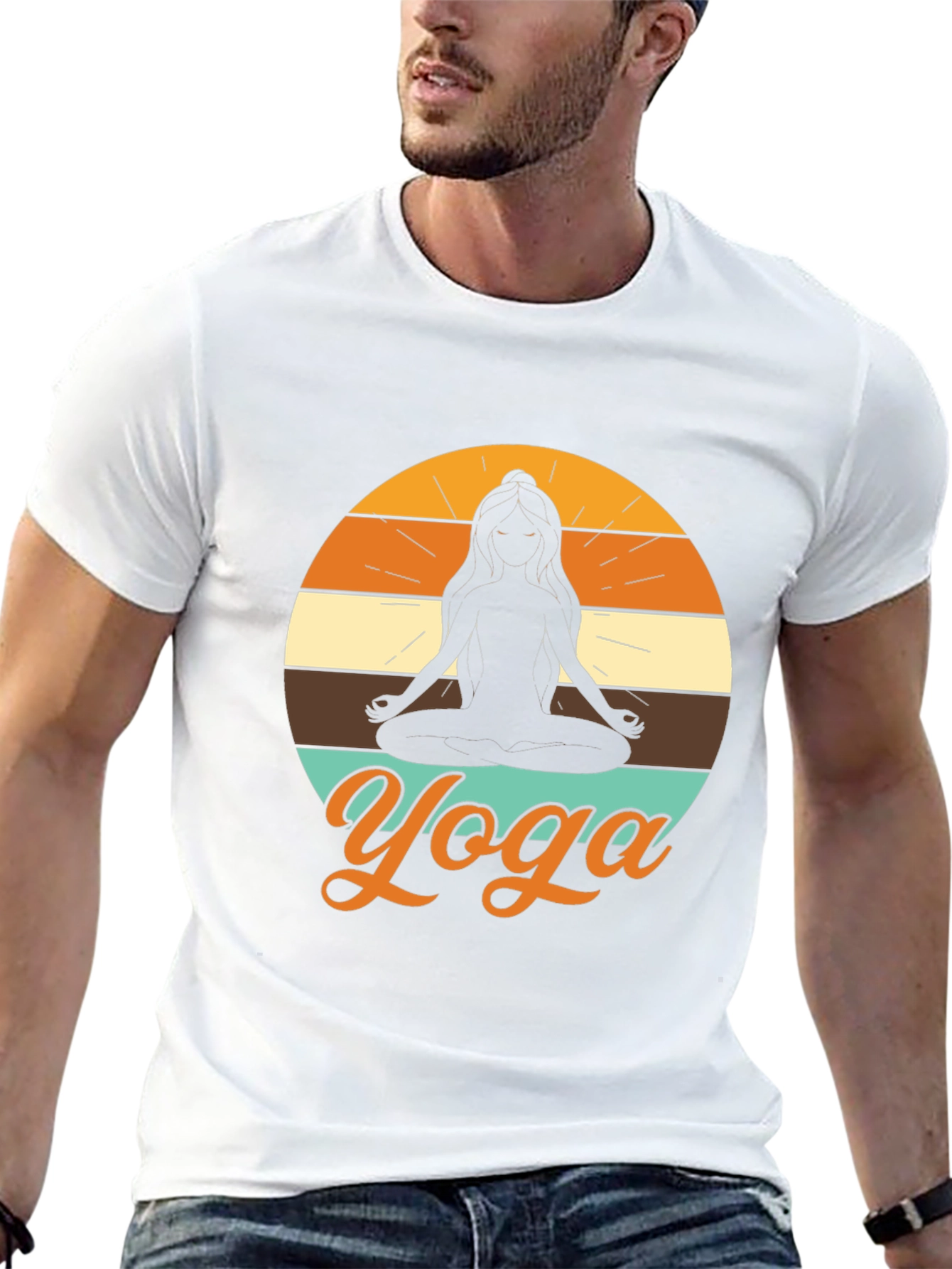 Yoga Silhouette Graphic Tee - Black Relaxed Fit