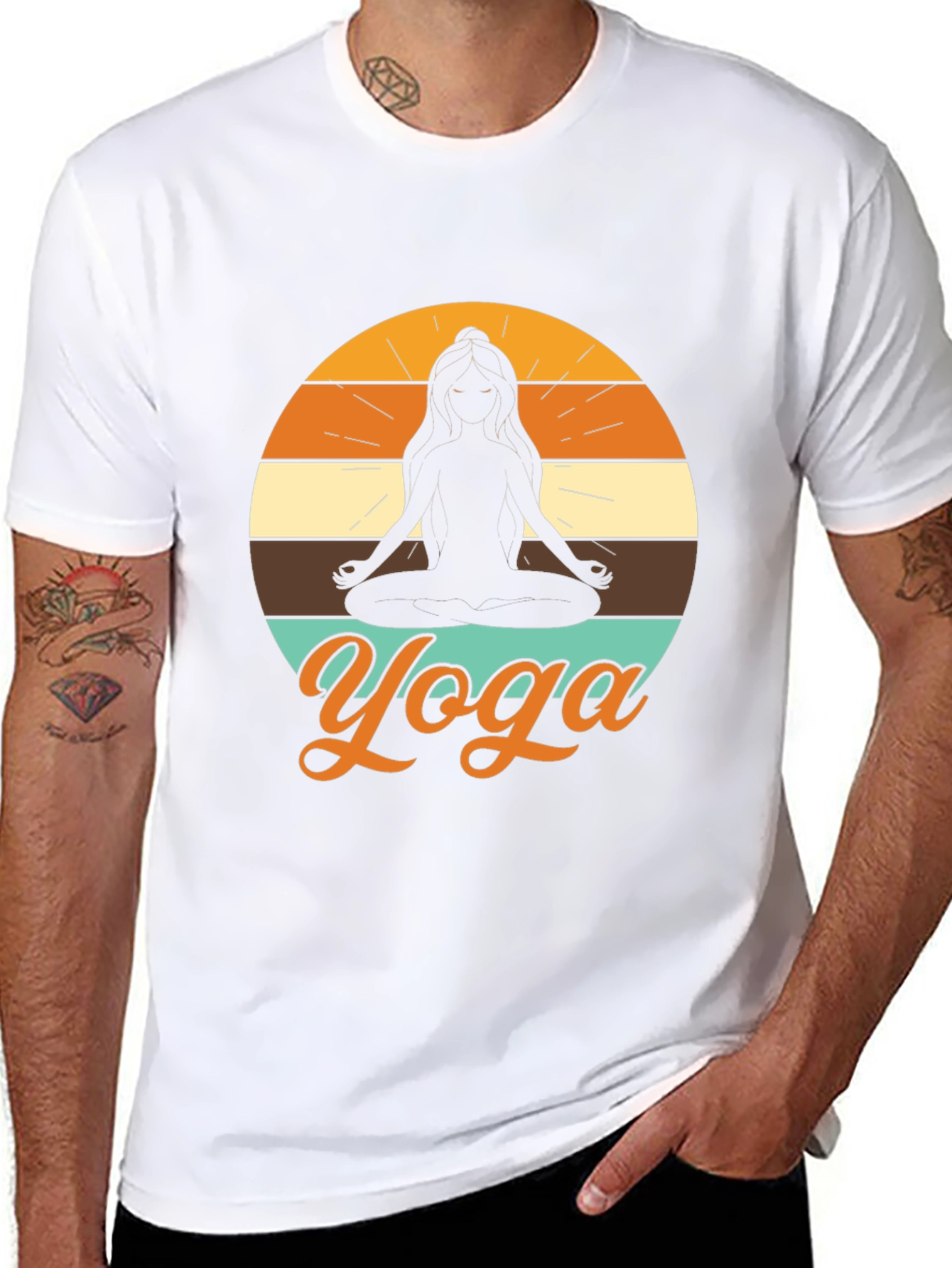 Yoga Silhouette Graphic Tee - Black Relaxed Fit