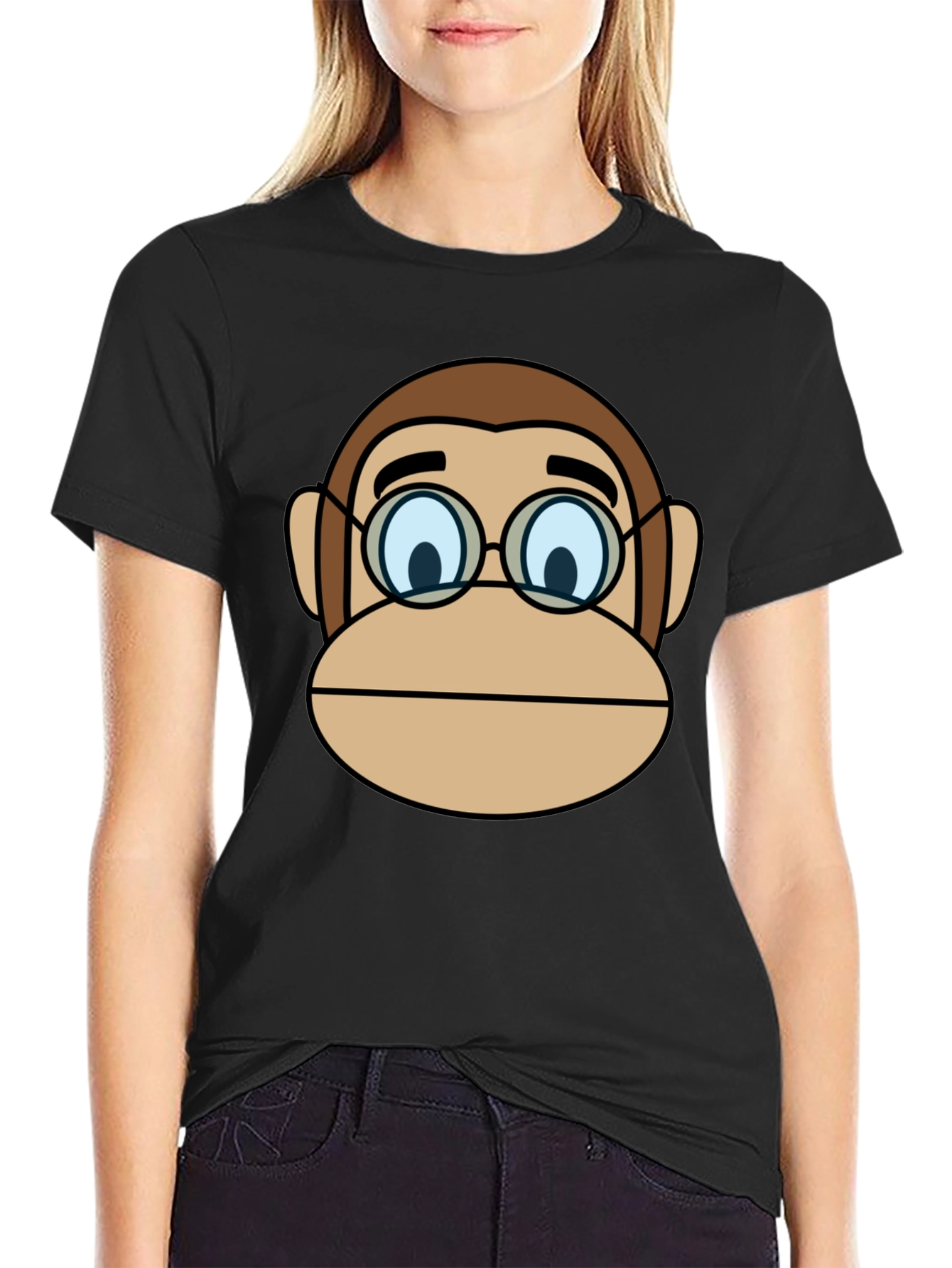Funny Monkey Face T-Shirt with Glasses