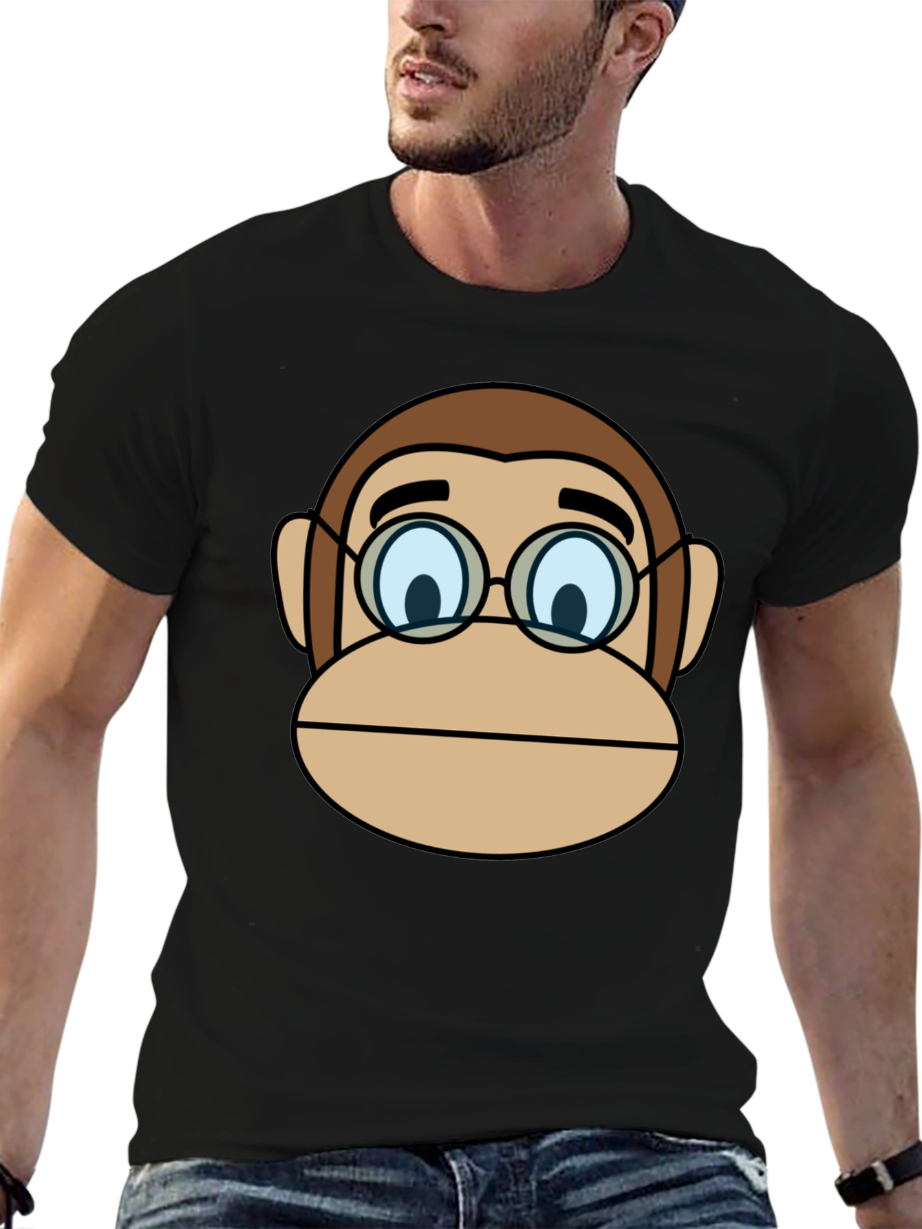 Funny Monkey Face T-Shirt with Glasses
