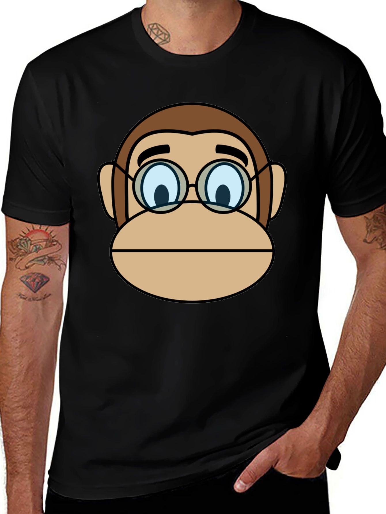 Funny Monkey Face T-Shirt with Glasses