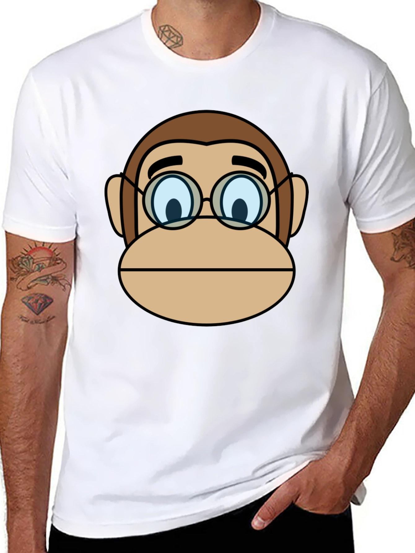 Funny Monkey Face T-Shirt with Glasses