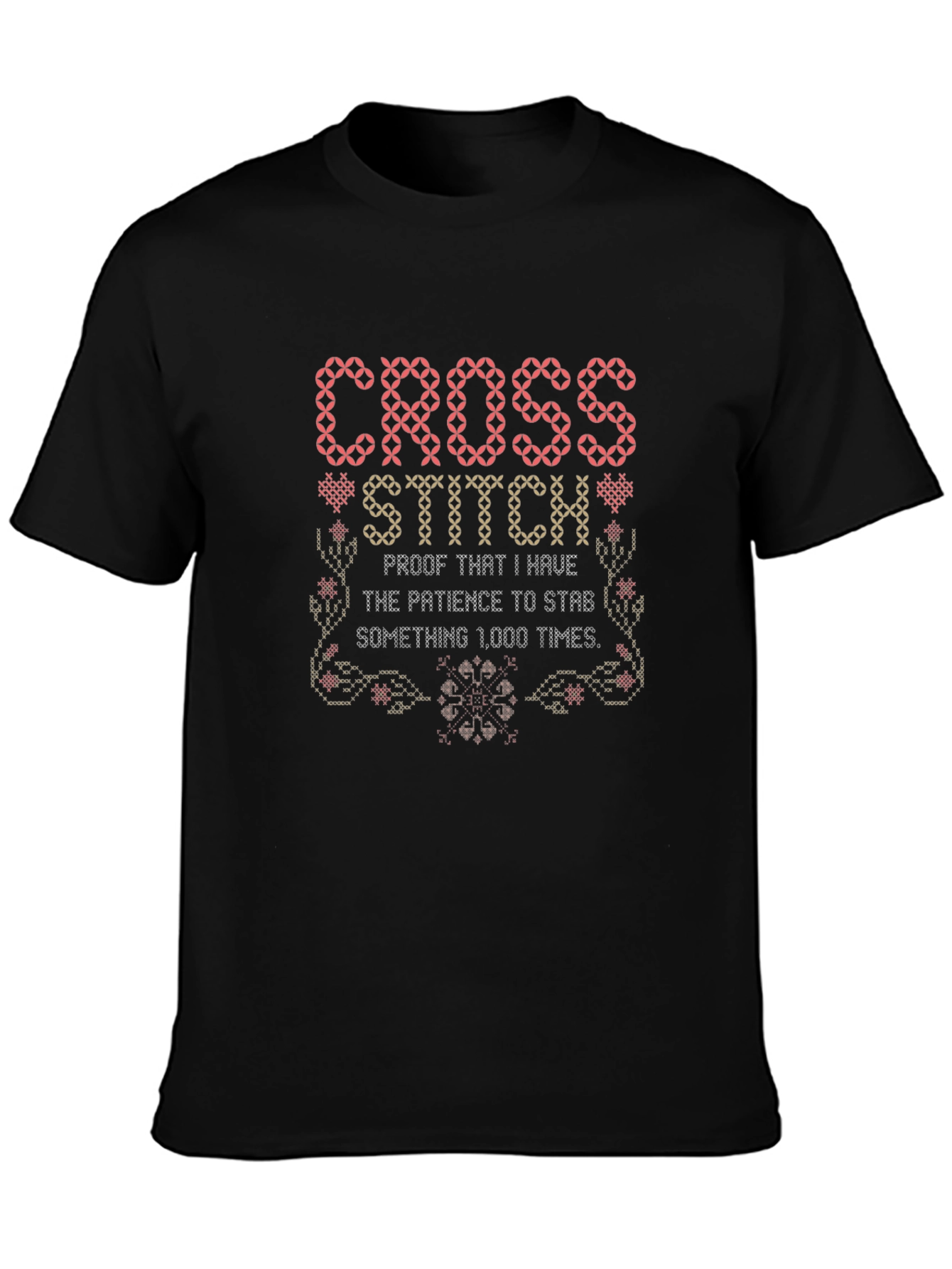 Cross Stitch Patience Graphic Tee - Unique Design