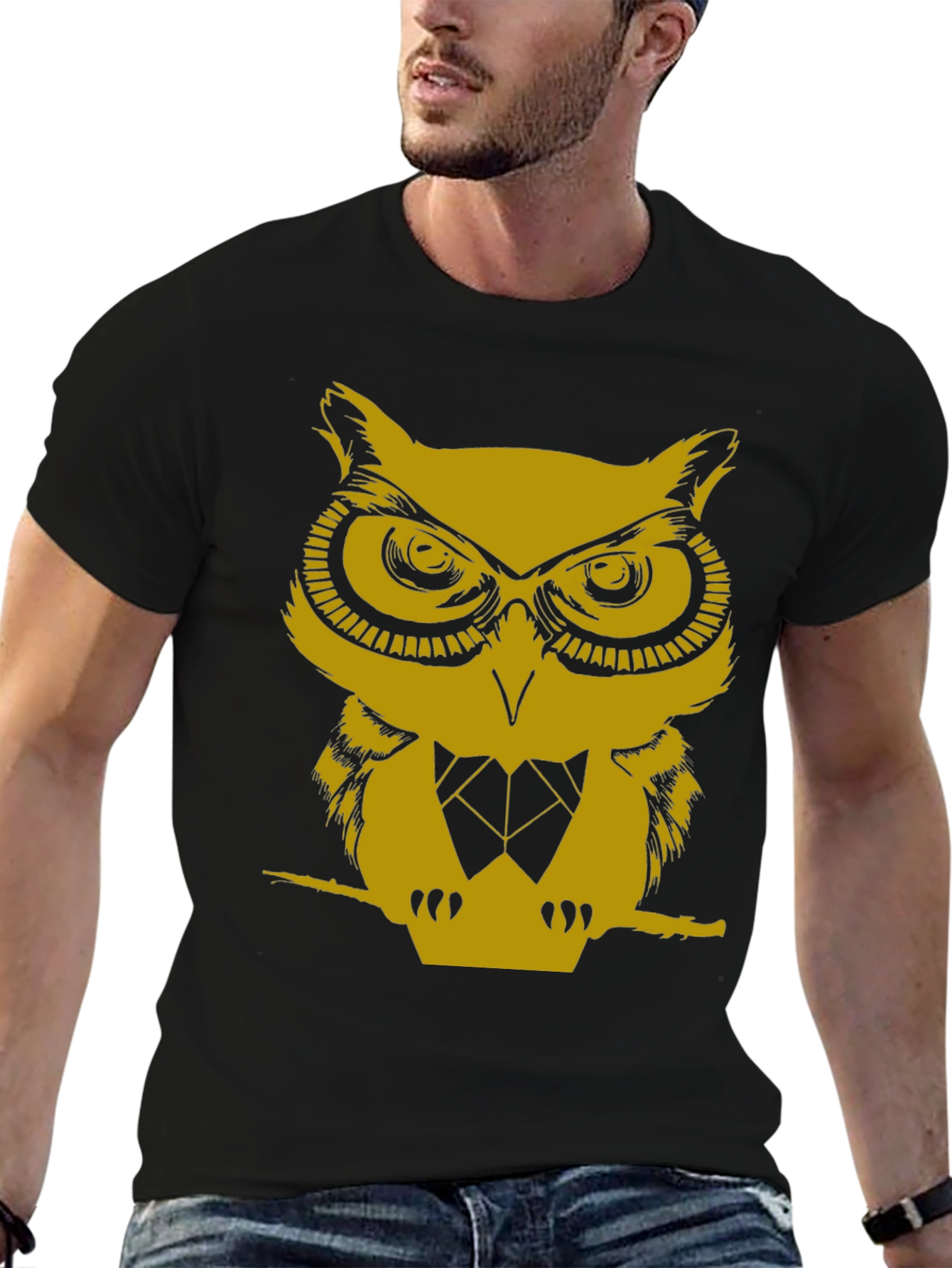 Owl Graphic Print Crew Neck T-Shirt