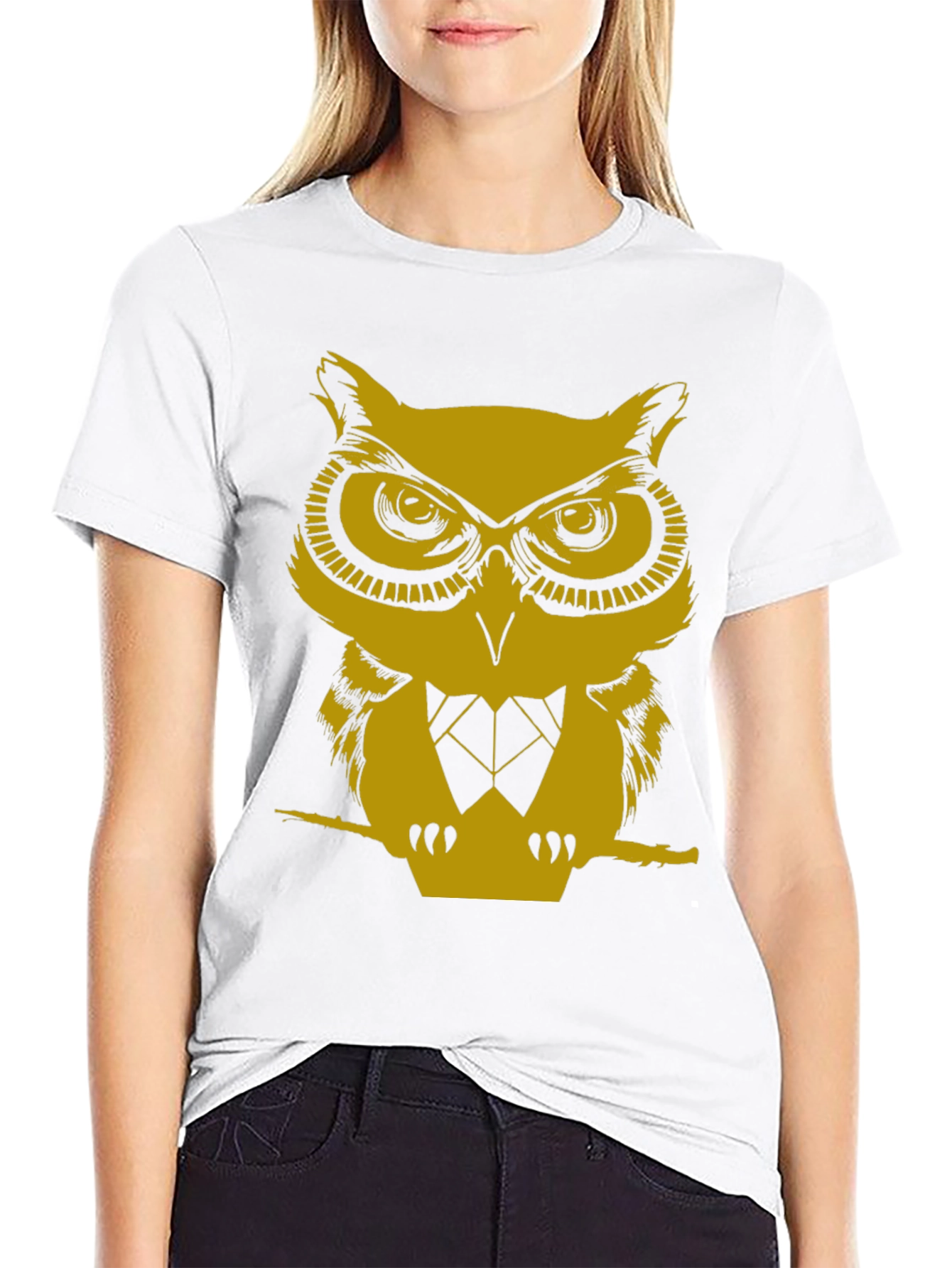 Owl Graphic Print Crew Neck T-Shirt