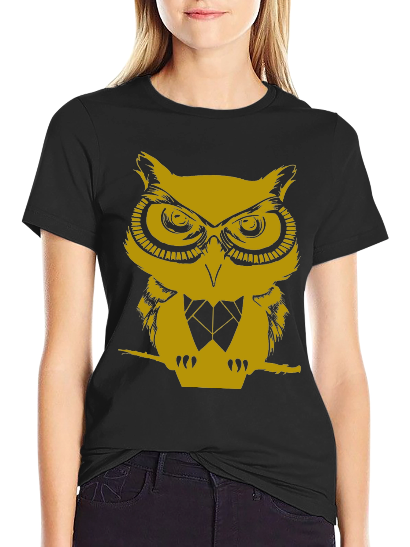 Owl Graphic Print Crew Neck T-Shirt
